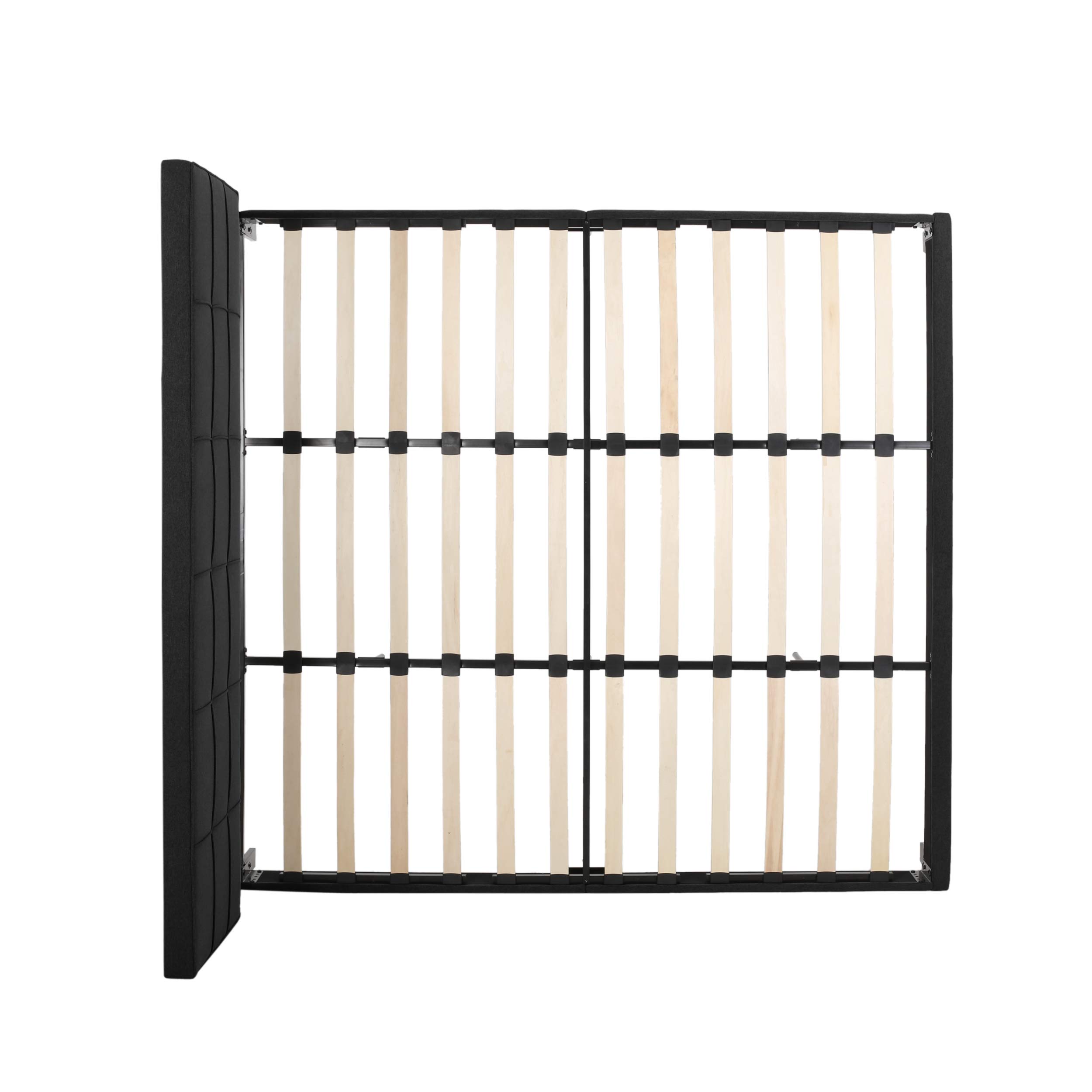 GDFStudio Contemporary Upholstered King Bed Frame with Platform - Black Upholstery | Modern Bedroom Furniture for Master Suite, Guest Room & Apartment