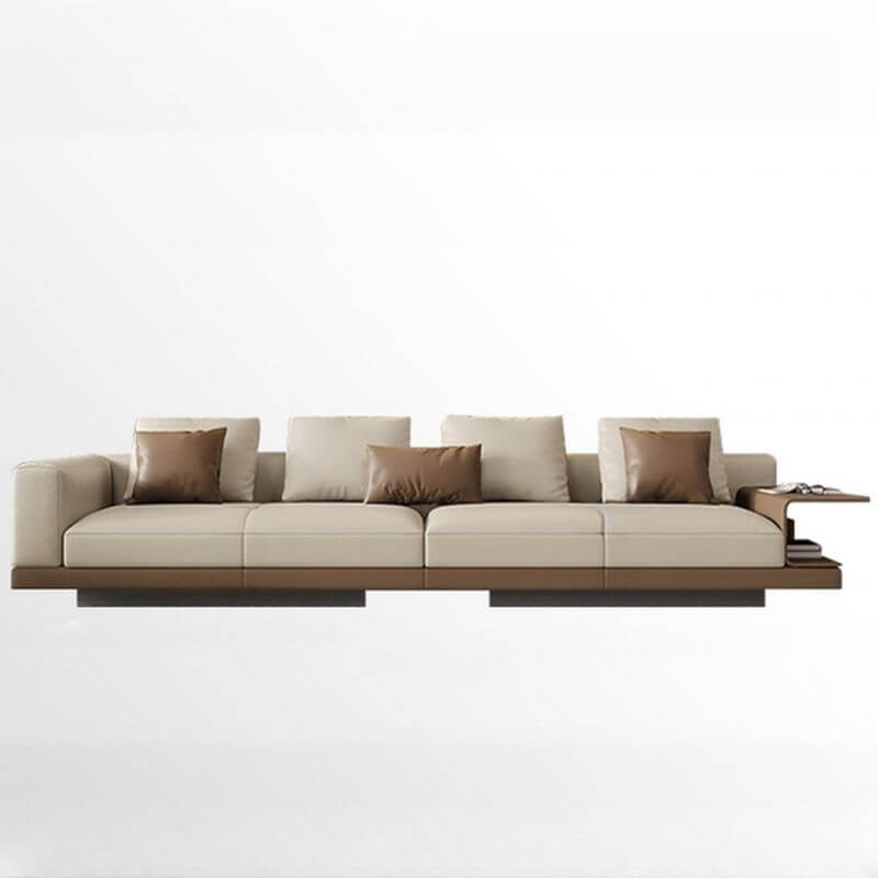 Ivory Standard Sofa with Arms - Comfortable Living Room Couch with 4/6/7 Pillow Options for Home, Office & Lounge Decor