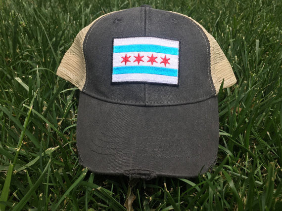 Chicago City Flag Mesh Trucker Hat - Adjustable Snapback Cap for Men & Women - Perfect for Outdoor Activities, Sports, and Casual Wear