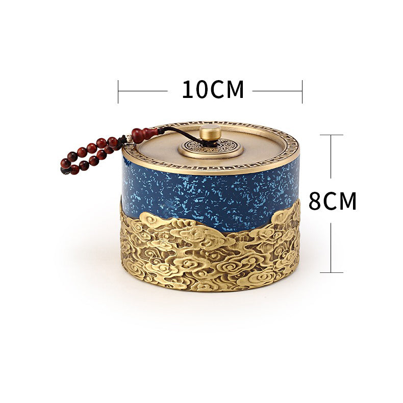 Premium Auspicious Clouds Copper Tea Caddy - Handcrafted Airtight Tea Storage Container for Loose Leaf Tea - Perfect for Home, Office & Gift Giving