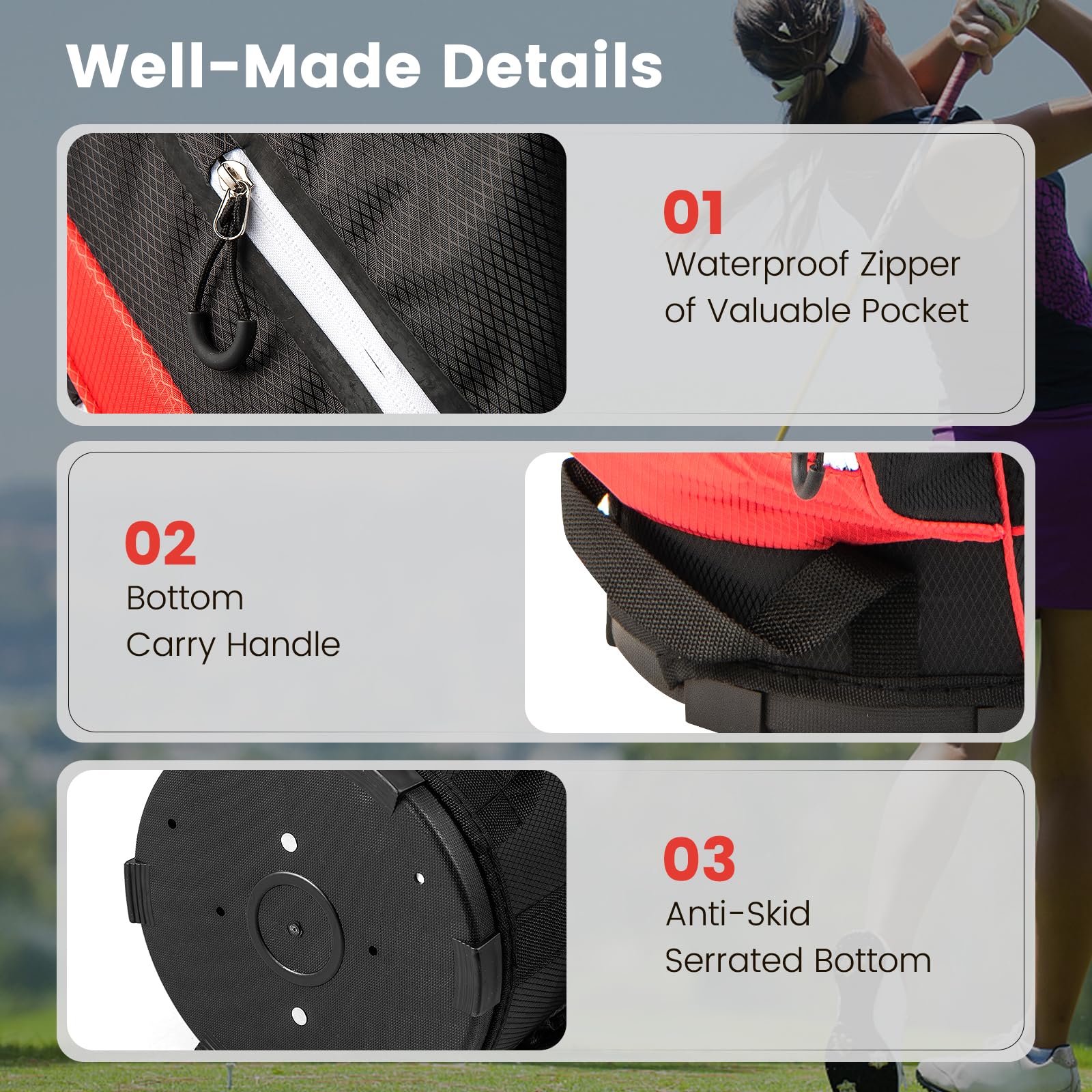 Tangkula 14-Way Golf Cart Bag - Lightweight Golf Club Organizer with 9 Pockets, Cooler Compartment, Umbrella Holder & Rain Hood - Durable Dual Strap Carry Bag for Men & Women - Perfect for Golf Courses, Driving Ranges & Country Clubs