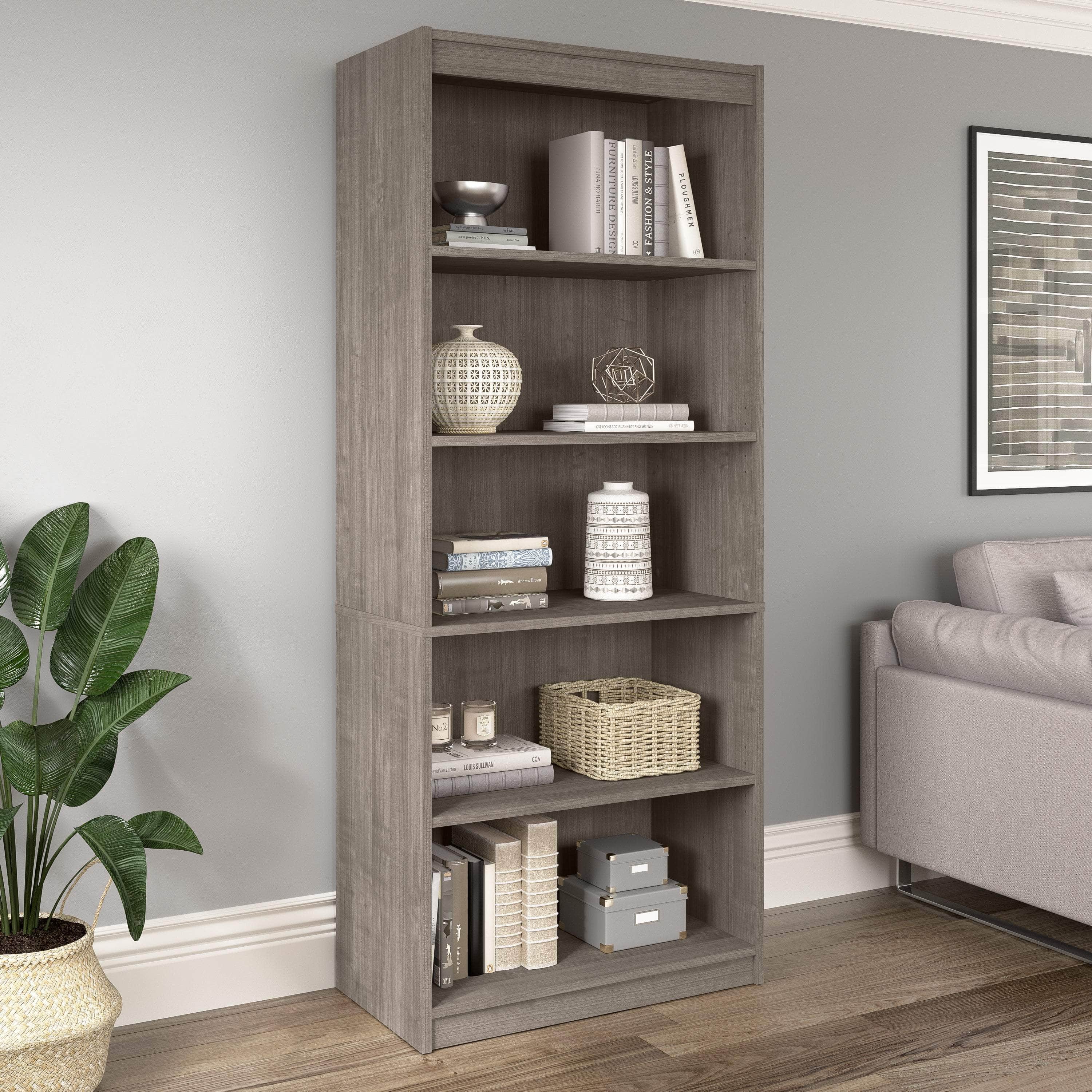 Universal 30W Standard 5-Shelf Bookcase - 4 Color Options for Home, Office & Dorm Room Organization