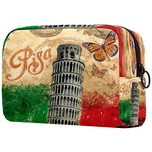 Italy Leaning Tower of Pisa Cosmetic Bag - Waterproof Makeup Pouch & Travel Toiletry Organizer for Women & Girls - Perfect for Vacation, Gym, and Daily Essentials Storage