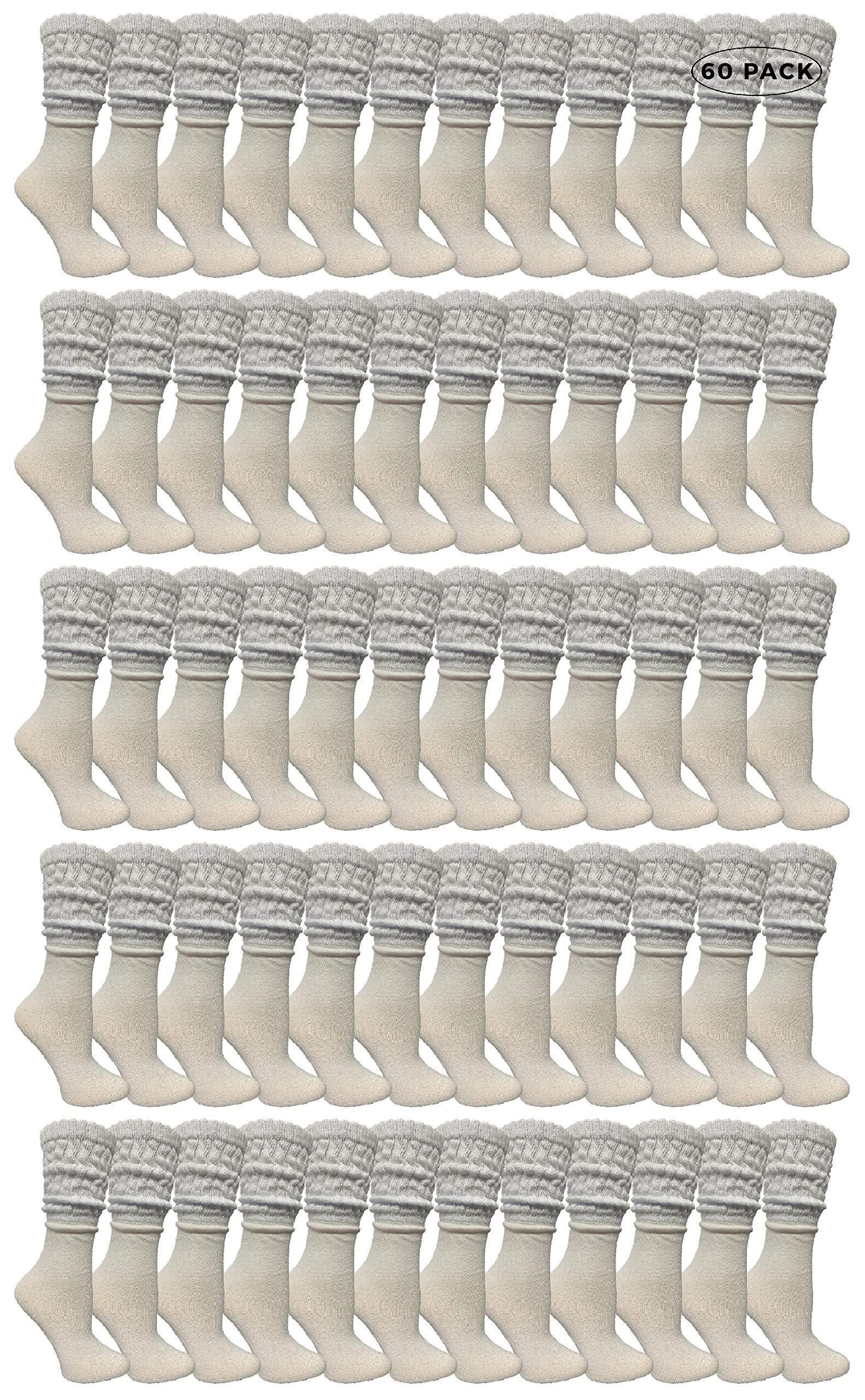 Yacht & Smith 60 Pack Women's Cotton Slouch Socks - Soft Knee High Boot Socks for Women | Comfortable & Breathable | Perfect for Boots, Shoes & Casual Wear
