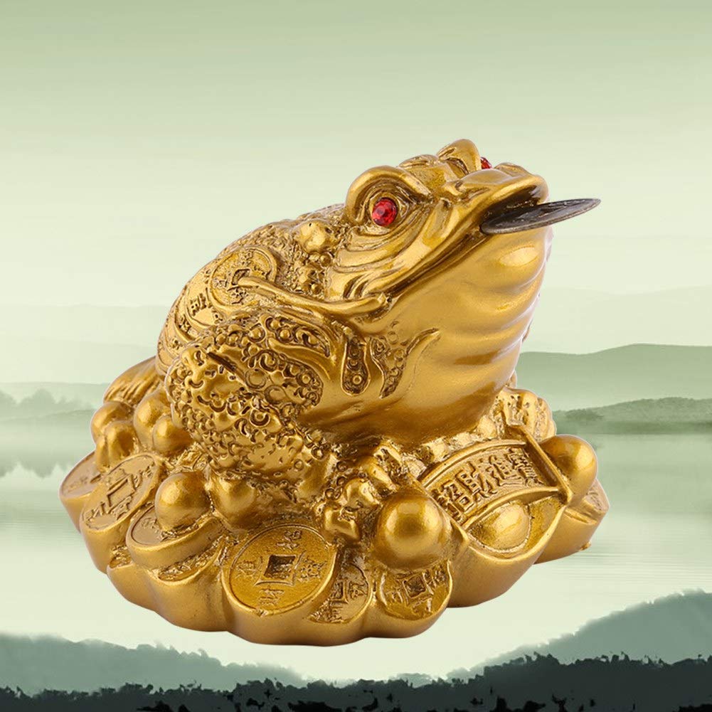 Feng Shui Three-Legged Money Frog Statue - Chinese Lucky Wealth Toad for Home & Office Decoration - Attract Prosperity & Good Fortune | Perfect for Desk, Living Room, or Business Display