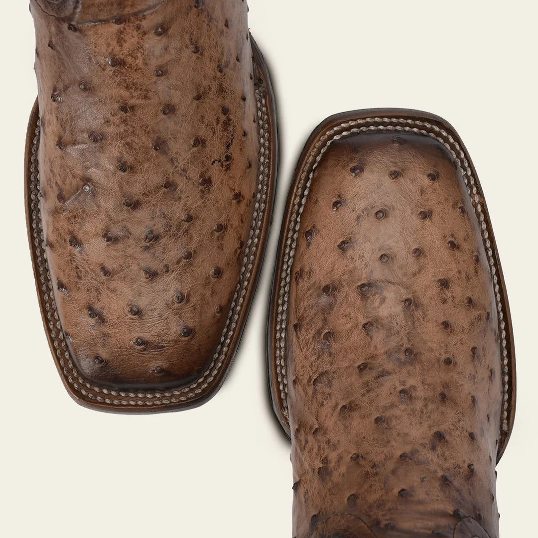 Premium Men's Western Cowboy Rodeo Boots - Genuine Ostrich Leather & Almond Toe - Comfortable Riding & Country Style Footwear for Ranch Work, Line Dancing & Outdoor Adventures
