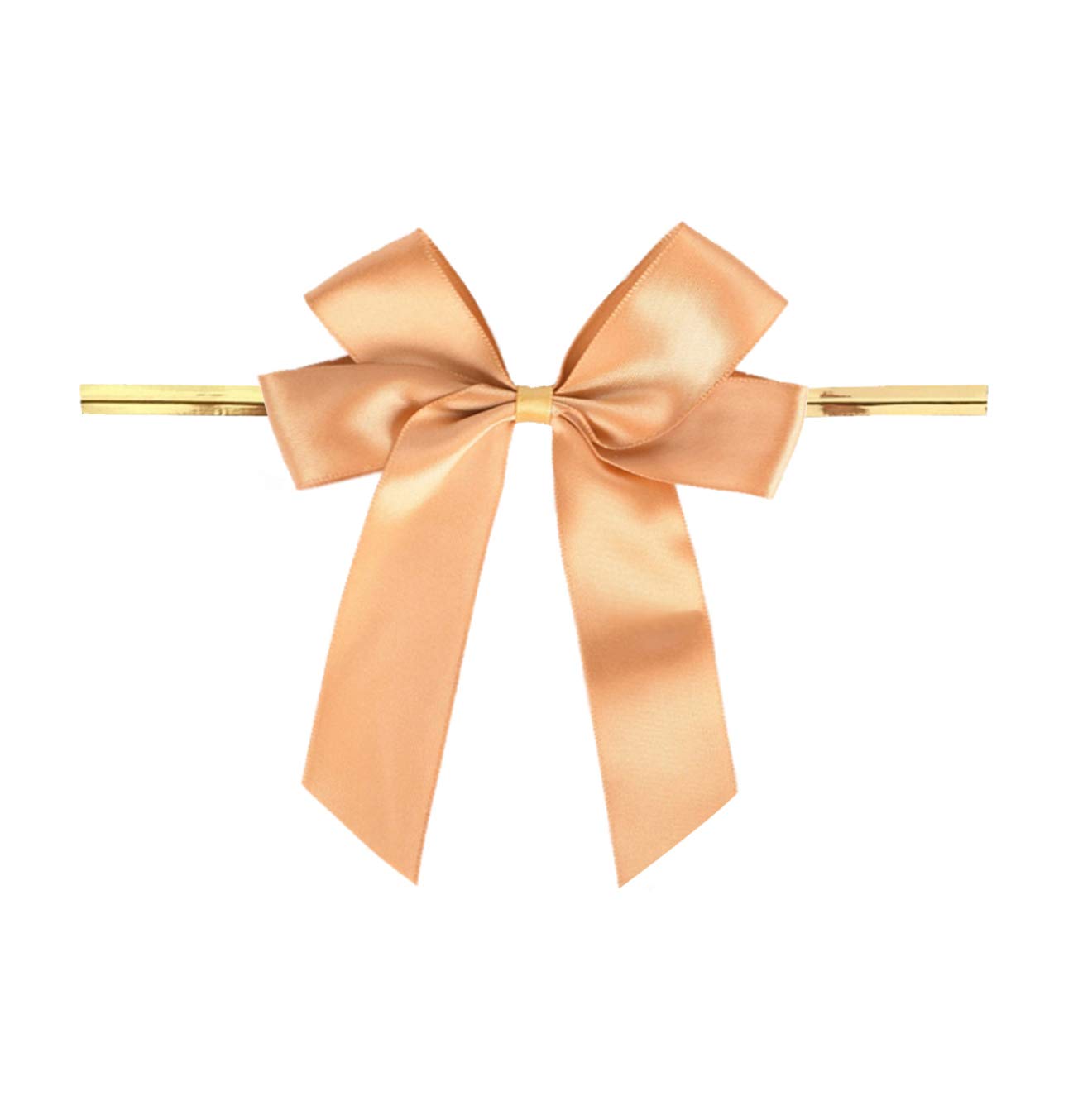 50 Pack Bisque Twist Tie Bows for Bakery Candy Lollipop Cello Bags - Perfect for Gift Wrapping, Party Favors, and Sweet Treat Packaging