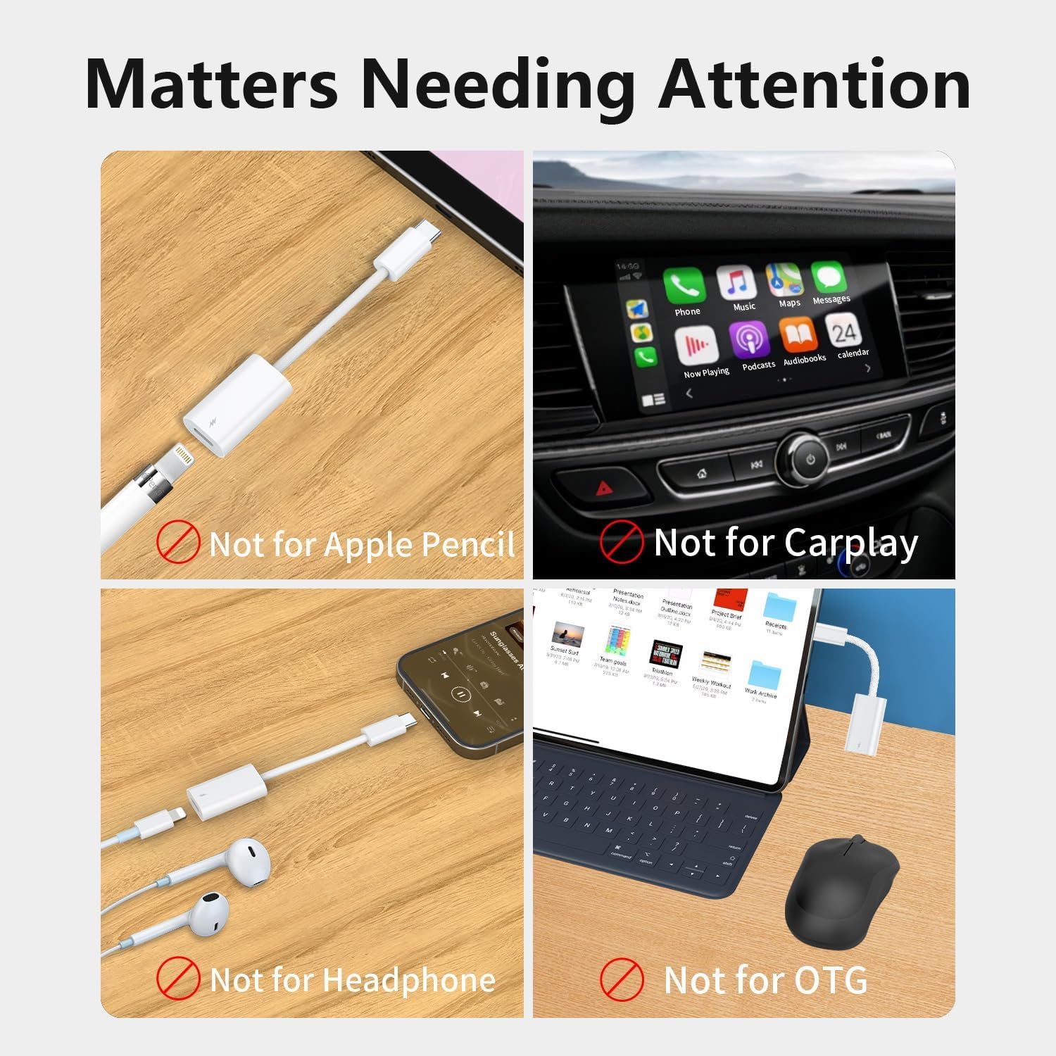 Vcddom Lightning to USB C Adapter for iPhone 15 - 60W PD Fast Charging Cable - USB C Male to Lightning Female Connector - Perfect for Travel, Home & Office Charging