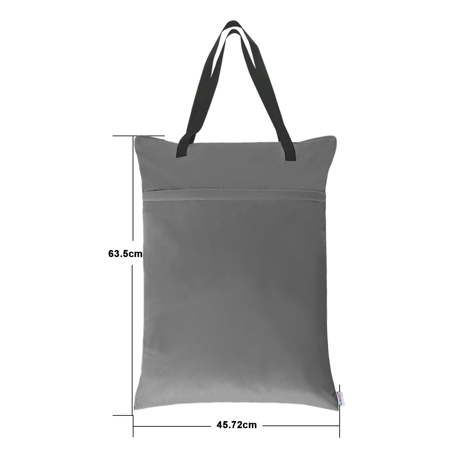 ALVABABY 2 Pack Large Wet Dry Bag - Waterproof Hanging Cloth Diaper Organizer with Double Zippered Pockets 25x18 inches (Black & Grey) - Perfect for Baby Care, Swim Gear & Travel Essentials