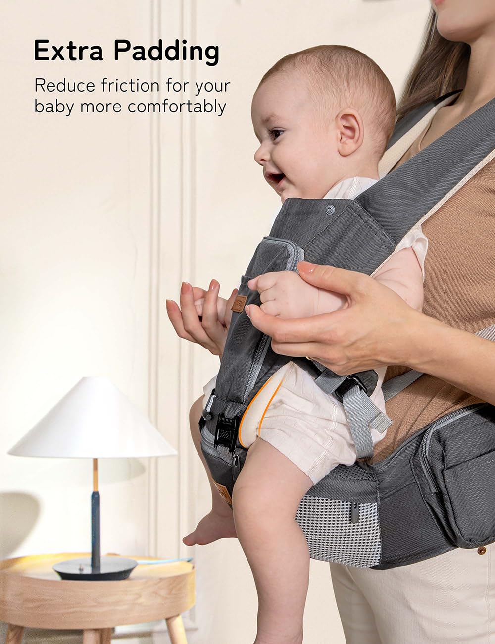 Besrey Ergonomic Baby Carrier - Front Facing & Hip Seat Hybrid for Infants & Toddlers | Breathable Mesh Design for Dad & Mom | Comfortable Kangaroo Wrap Carrier for Hiking, Shopping & Travel
