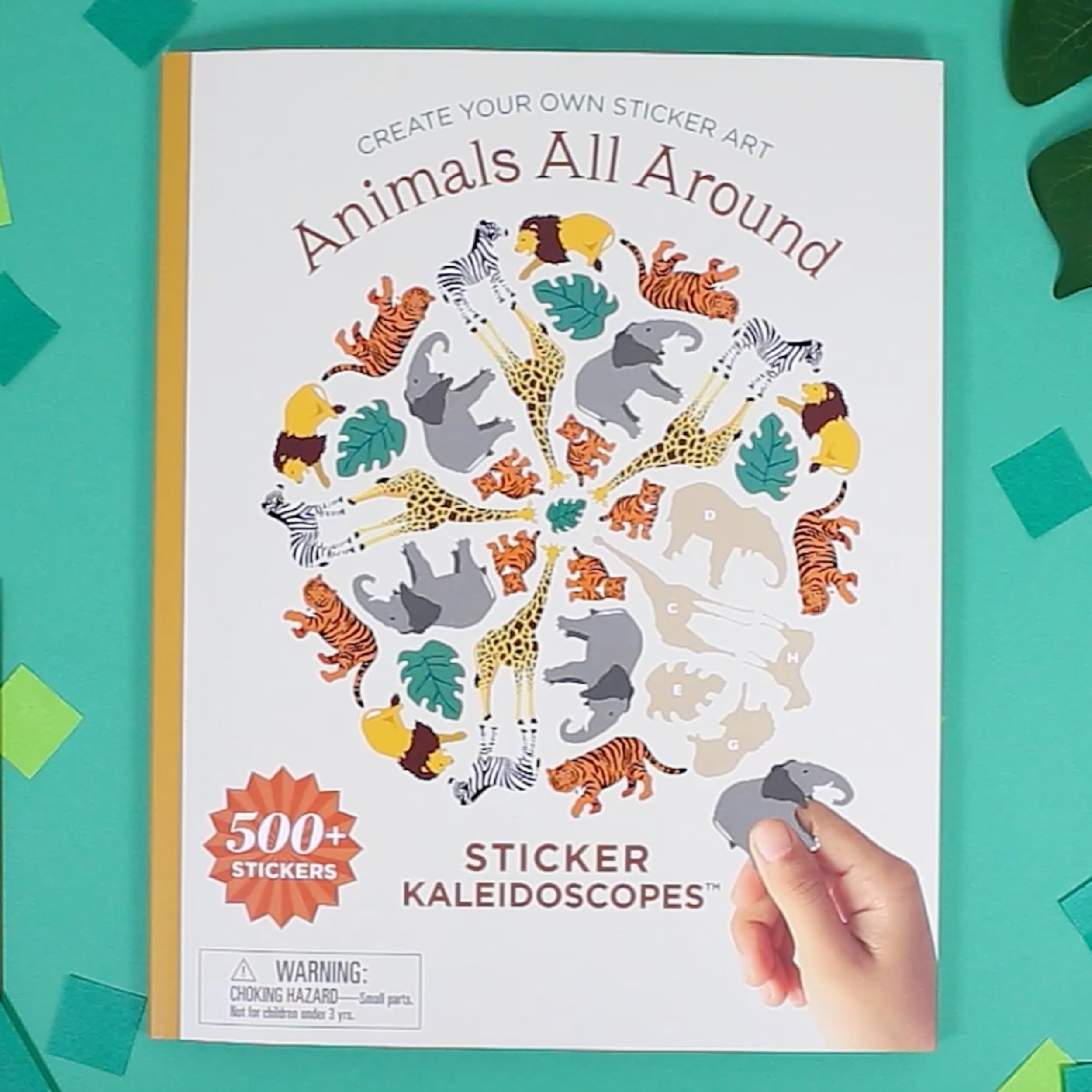 Mrs. Grossman's Sticker Kaleidoscopes Activity Book - DIY Mandala Art Kit with 500+ Stickers & 8 Designs, Sticker by Number for Kids & Adults, Creative Stress Relief & Mindfulness Activity (Animals Theme) - Perfect for Family Bonding, Party Favors & Art Therapy