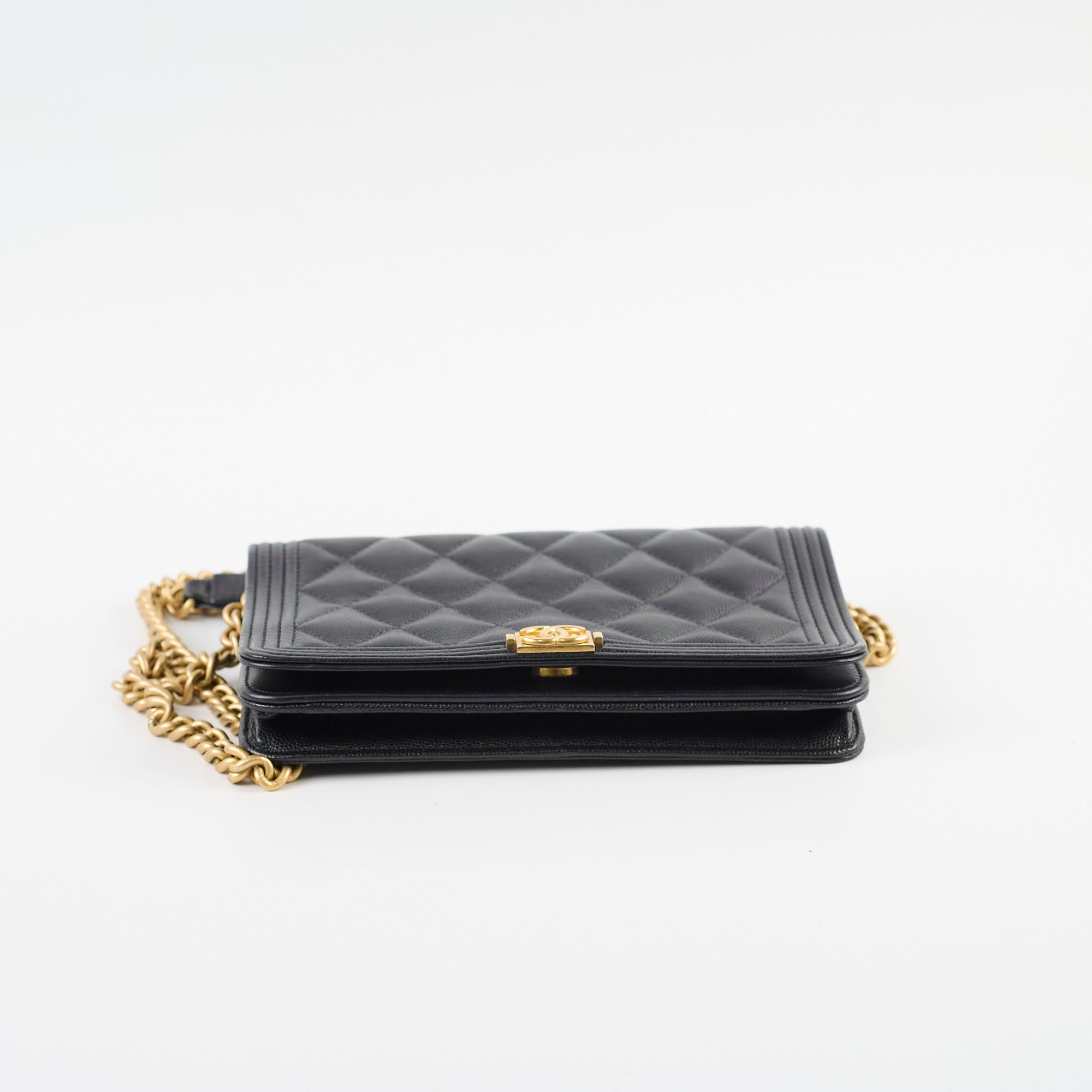 Chanel Caviar Leather Boy Wallet on Chain WOC Black Crossbody Bag for Women | Luxury Designer Handbag for Evening Out & Special Occasions