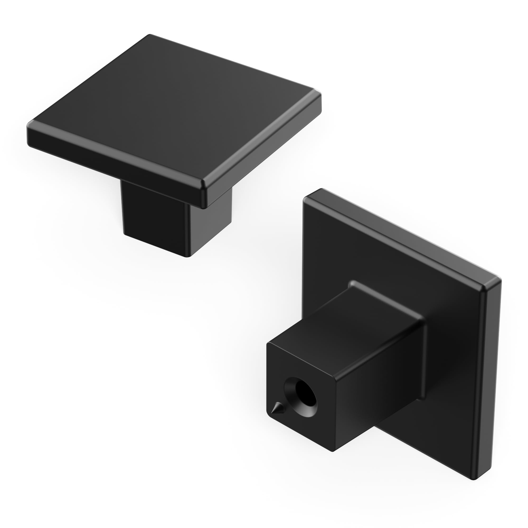 Hickory Hardware 10-Pack Matte Black Square Cabinet Knobs (1-3/16 Inch) - Premium Drawer & Dresser Handles for Kitchen Cabinets, Bathroom Vanities & Furniture - Perfect for Home Renovation & DIY Projects