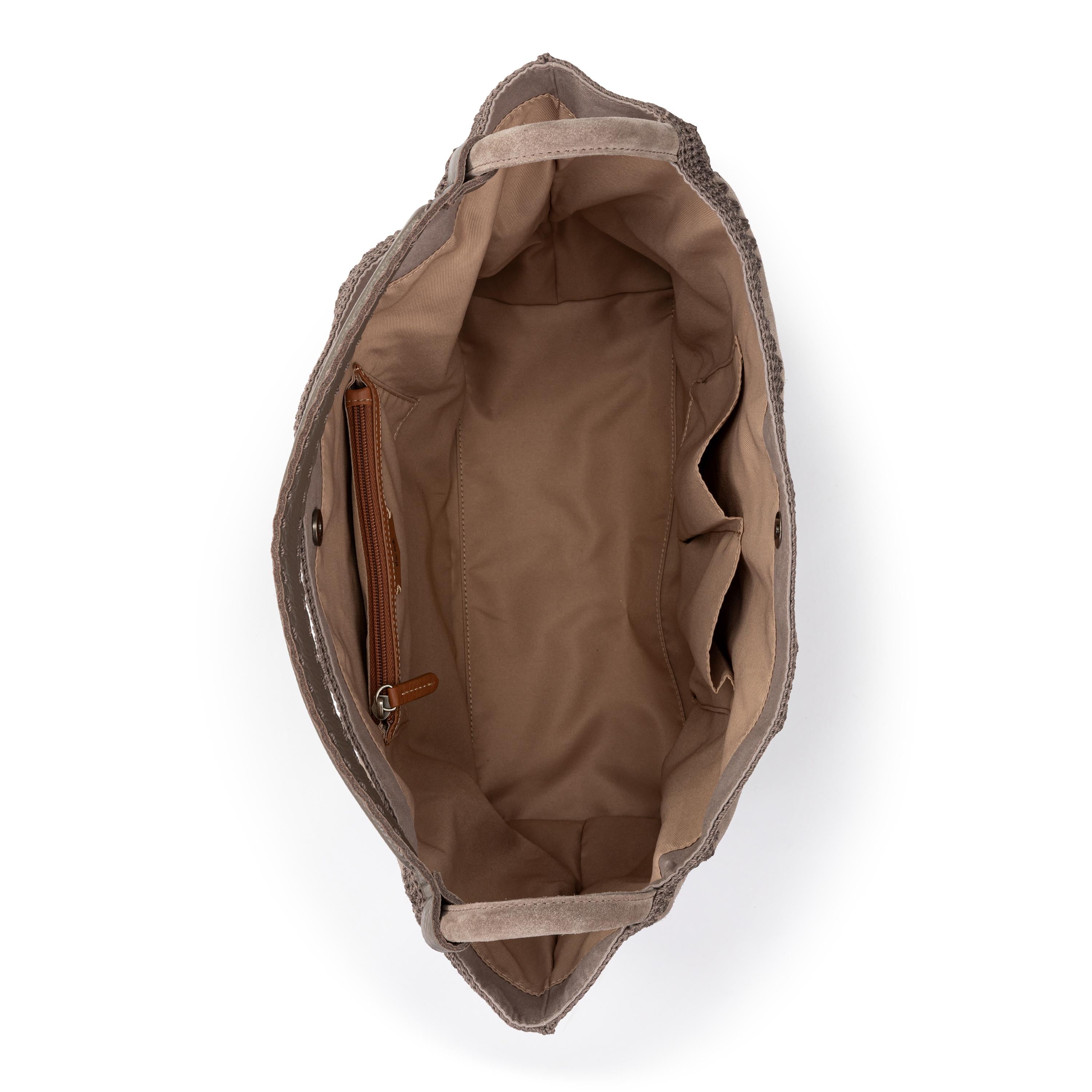 Premium Los Feliz Large Leather Tote Bag with Mushroom Suede Patch - Stylish & Spacious for Work, Travel & Everyday Use