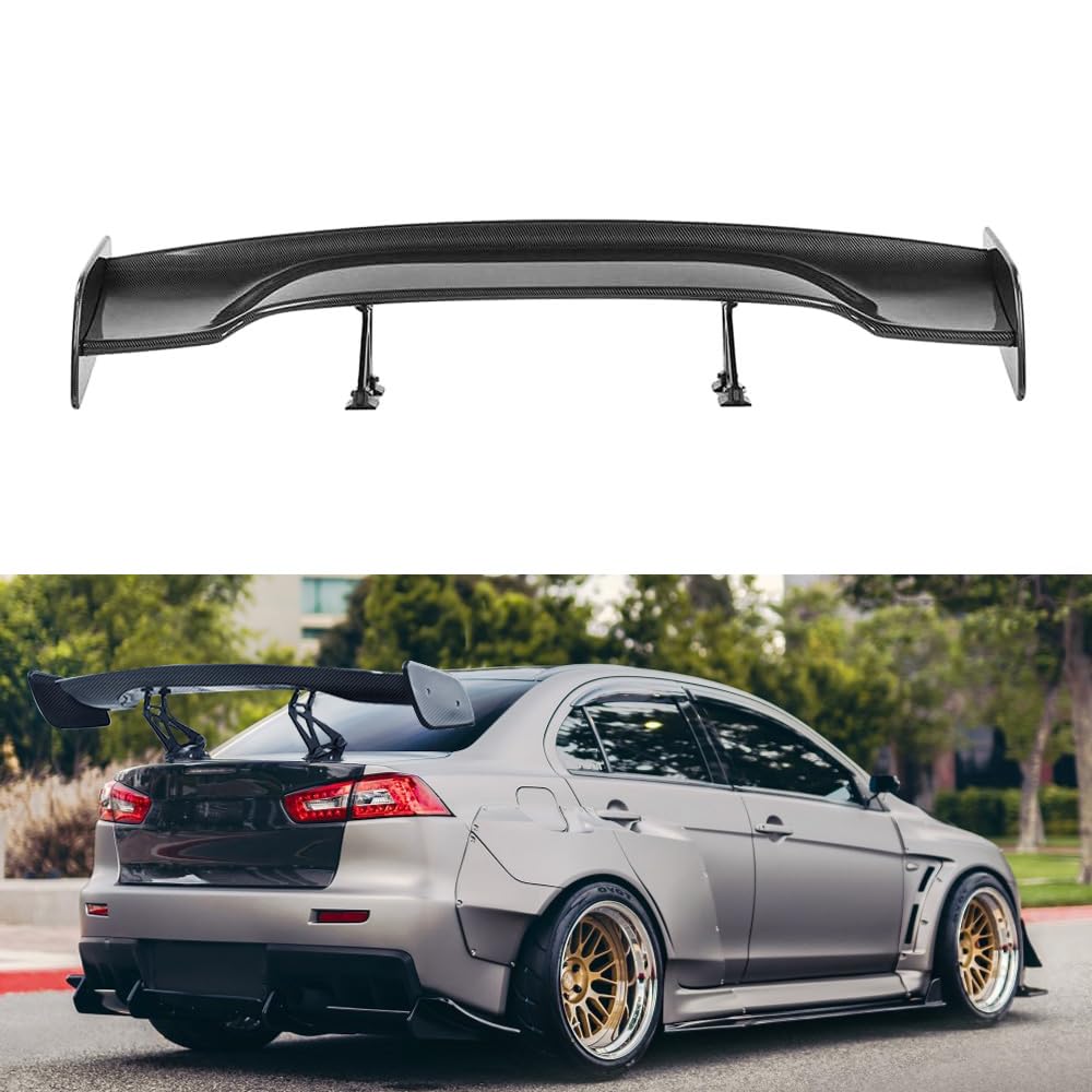 47 Inch Universal GT Wing Rear Trunk Spoiler - Carbon Fiber Look Car Spoiler for Enhanced Style & Aerodynamics | Perfect for Sports Cars, Tuners & Performance Vehicles