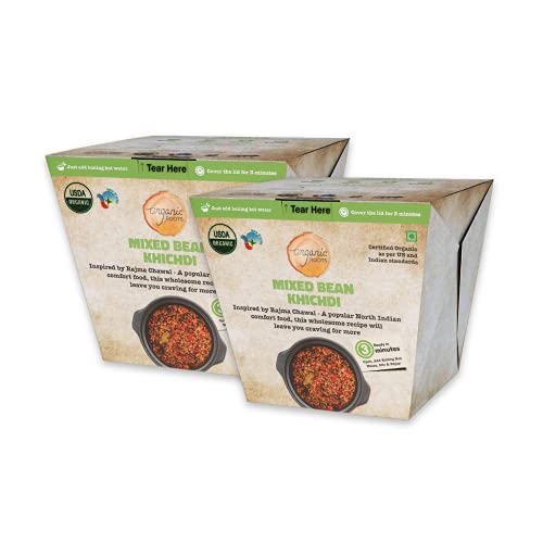 Organic Roots Mixed Bean Khichdi - Superfood Instant Meal | Ready to Eat Healthy Snack | 55g Pack of 2 | Perfect for Quick Lunches, Camping & Emergency Food Supply