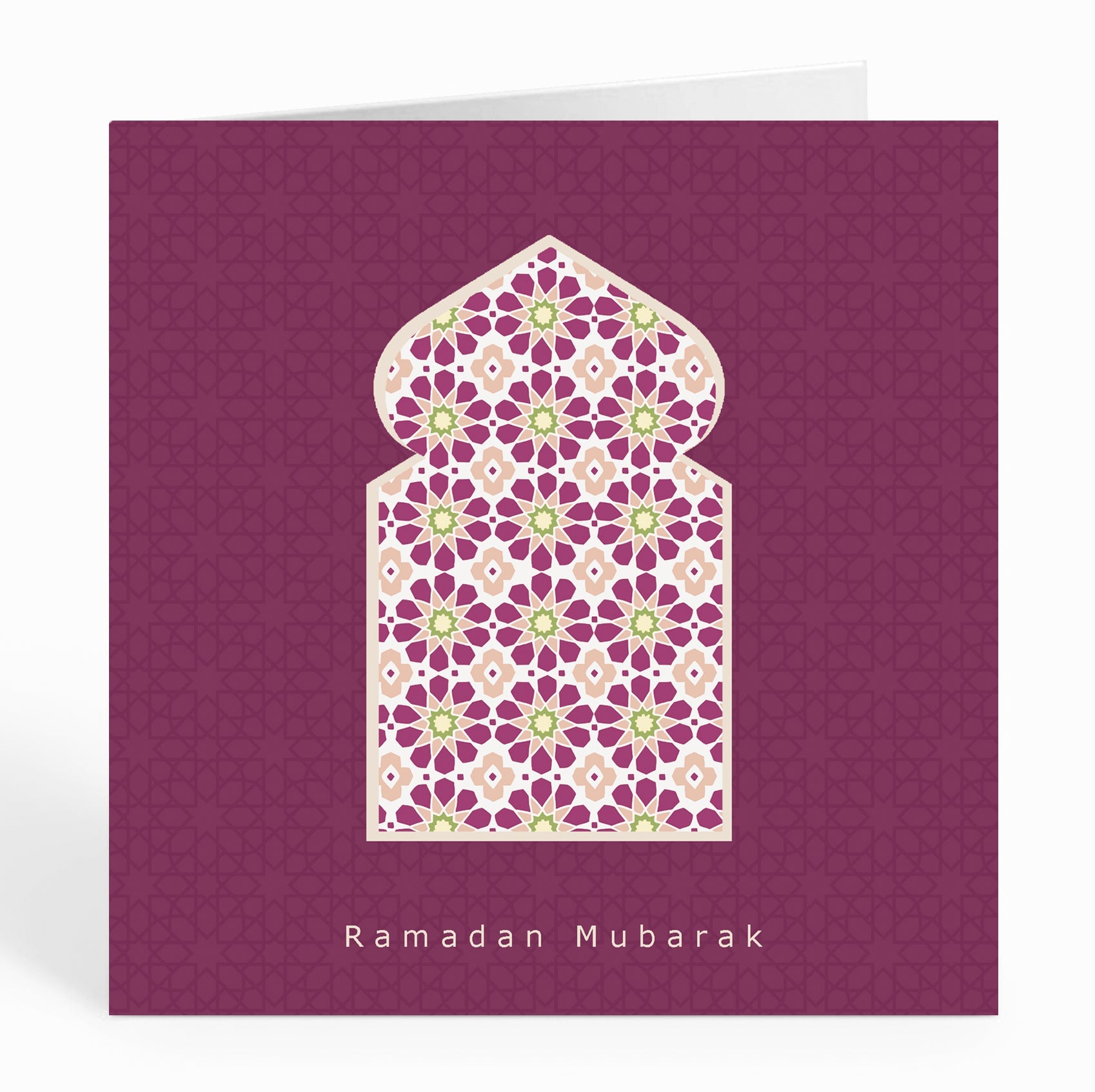 Ramadan Mubarak Decorative Arabian Arch with Burgundy Geometric Patterns - Perfect for Home Decor, Islamic Celebrations & Holiday Party Backdrops