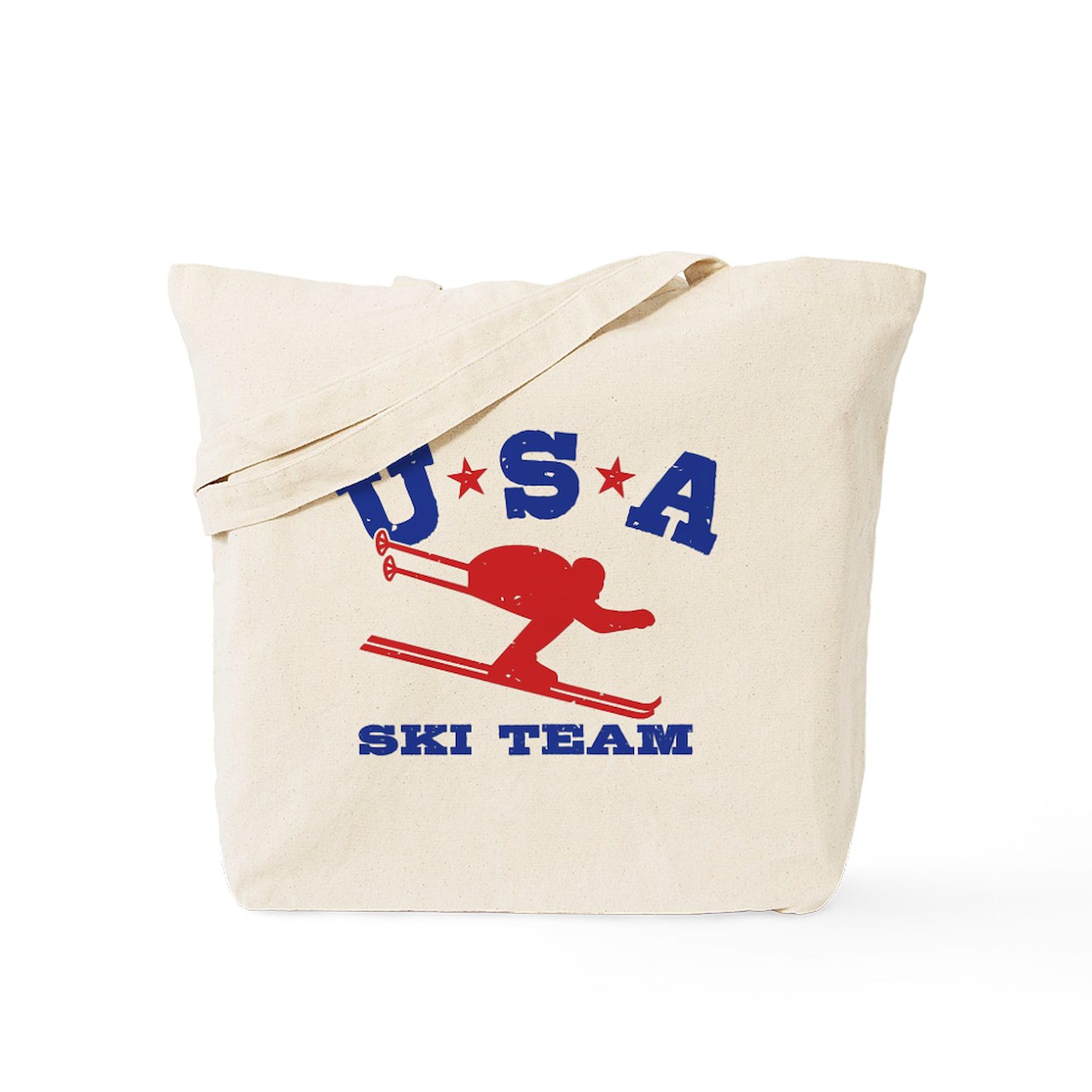 USA Ski Team Tote Bag - Natural Canvas Reusable Shopping Bag for Groceries, Beach & Travel | Eco-Friendly & Durable