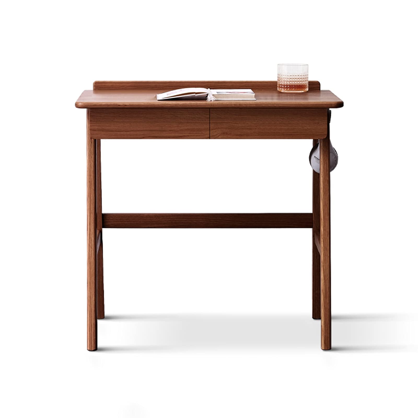 Modern Simple Study Computer Desk - Multifunctional Home Office Writing Table with Cable Hole, Drawer & Hanging Rod | Compact Wooden Dressing Desk for Small Spaces, Bedroom & Workspace Organization