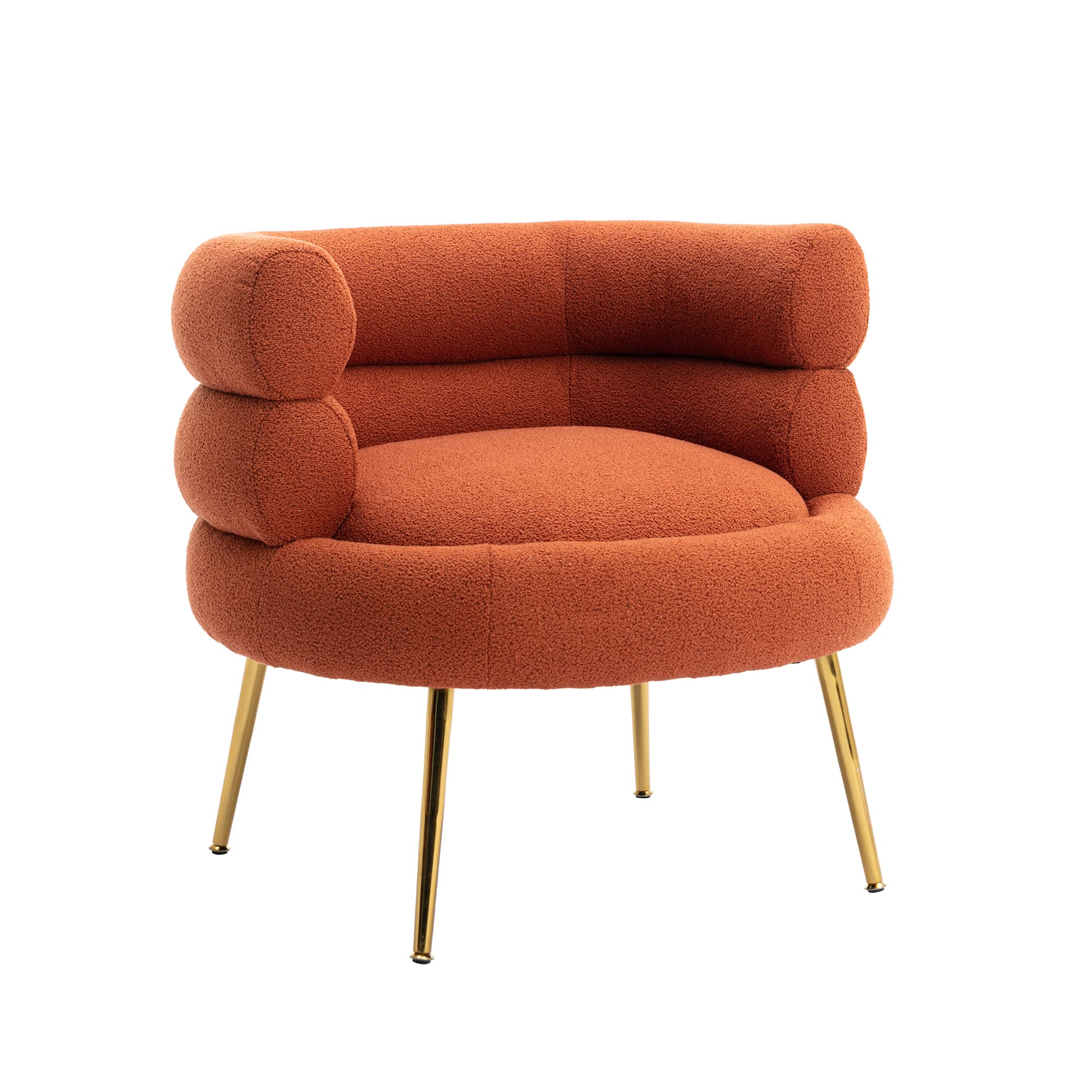 SSLine Modern Accent Barrel Chair - Solid Wood Upholstered Leisure Armchair with Adjustable Gold Metal Legs, Thick Padded Seat - Perfect for Living Room, Bedroom, Office & Vanity Areas (Guest Chair, Club Chair)