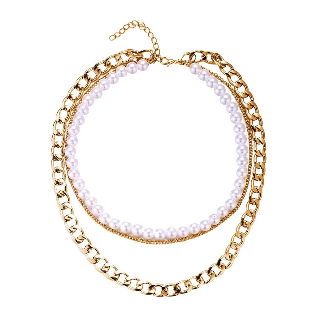 Vintage Layered Pearl Necklace for Women - Elegant Large Metal Jewelry Gift Set, Perfect for Weddings, Parties & Everyday Wear