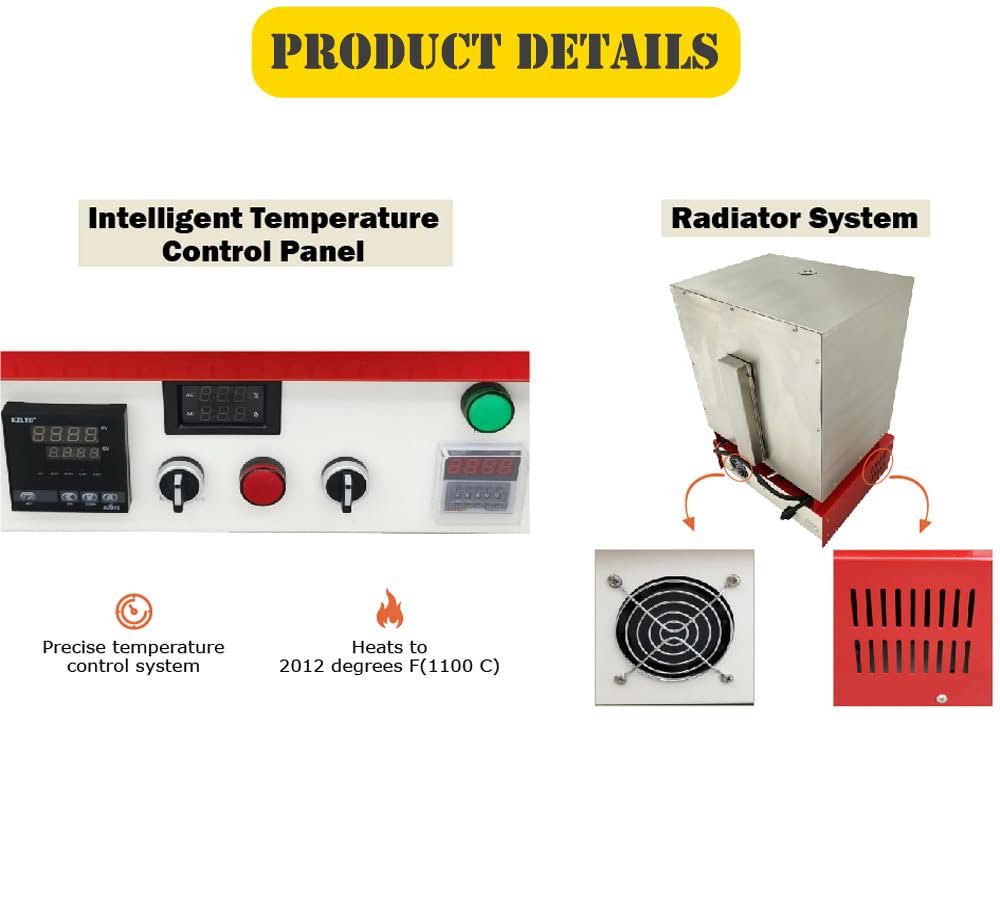 High-Temperature Laboratory Muffle Furnace - 1100°C, 110V 3KW, Heat-Resistant Burnout Oven for Metal, Ceramic & Glass Processing - Perfect for Research Labs, Jewelry Making & Dental Applications