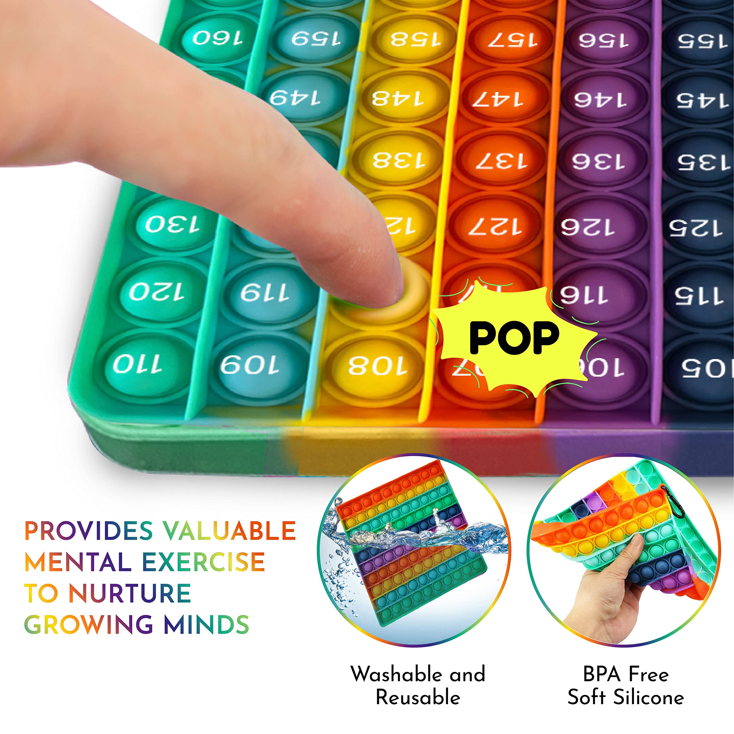 Double-Sided Pop It Alphabet & Numbers Chart - Reversible Educational Math Game Tool for Kids, Sensory Fidget Toy for Stress Relief, ADHD & Anxiety - Perfect for Classroom Learning & Home Schooling (ABC/123)