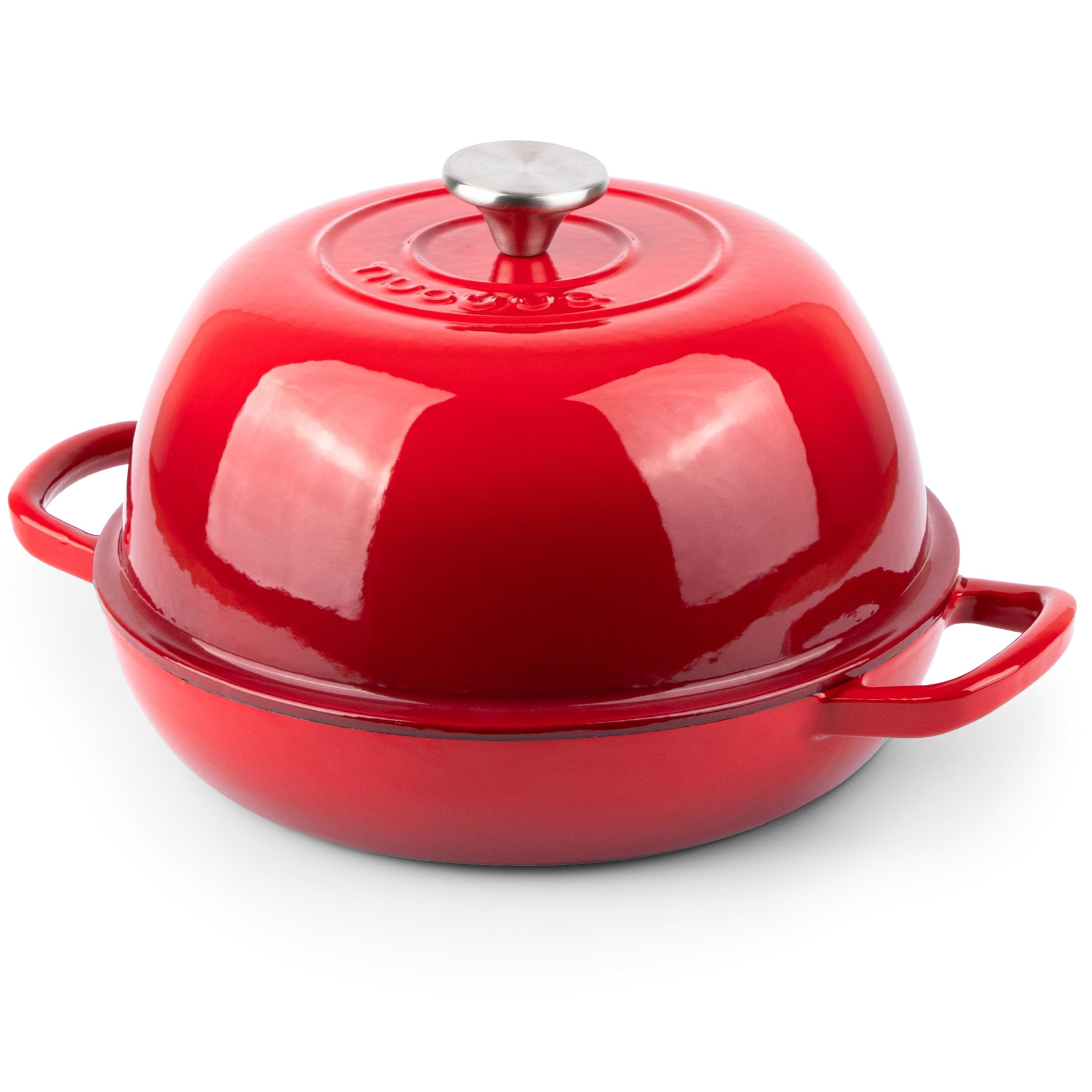 Nuovva 6-Quart Enameled Cast Iron Dutch Oven for Baking Sourdough Bread, 22cm Red Bread Pot – Perfect for Artisan Bread, Campfire Cooking & Oven-to-Table Serving