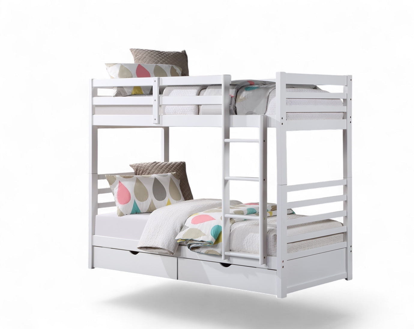 Space Saving Wooden Bunk Bed with Ladder - Twin Over Twin Loft Bed for Kids & Teens - Perfect for Small Bedrooms, Dorms & Guest Rooms