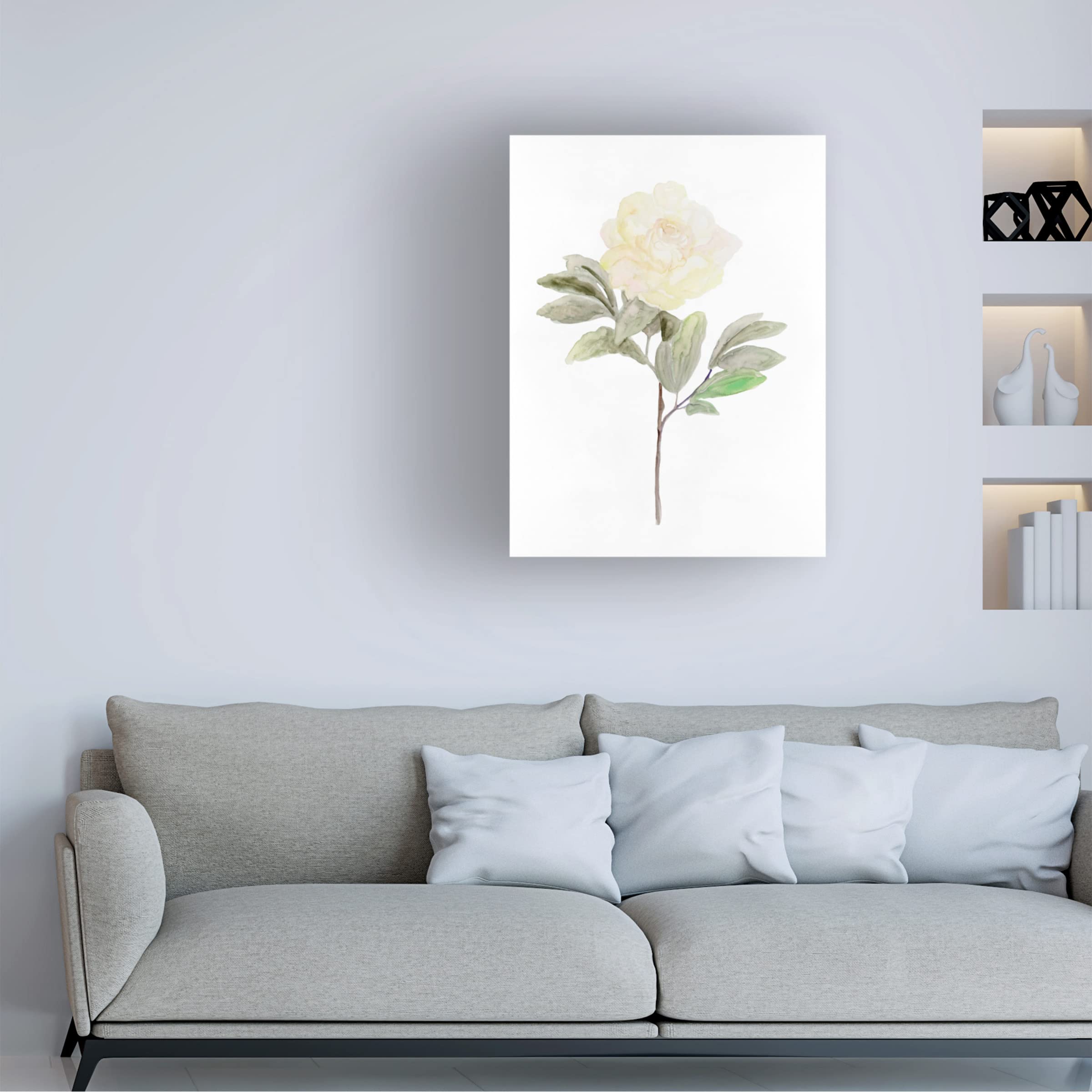 Stellar Design Studio 'White Blossom V' Floral Canvas Wall Art - Modern Botanical Home Decor for Living Room, Bedroom & Office
