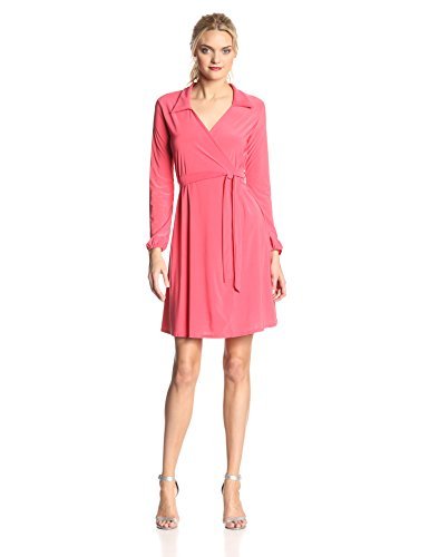 Star Vixen Women's Long-Sleeve Wrap Dress - Flattering V-Neck Casual & Office Wear for Women | Perfect for Work, Date Night & Special Occasions