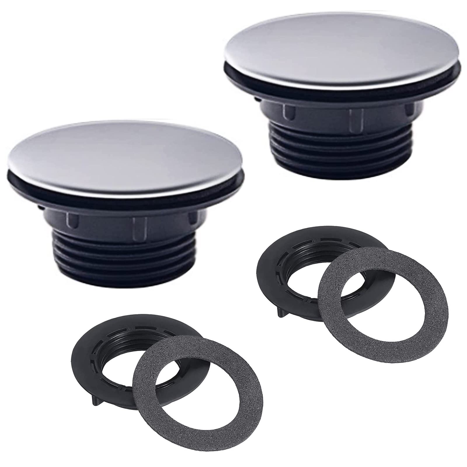 2 Pack Stainless Steel Sink Faucet Hole Cover - 1.2 to 1.6 Inch Diameter, Short Nut Design for Kitchen & Bathroom - Perfect for Soap Dispenser Hole Cover or Extra Faucet Hole Protection