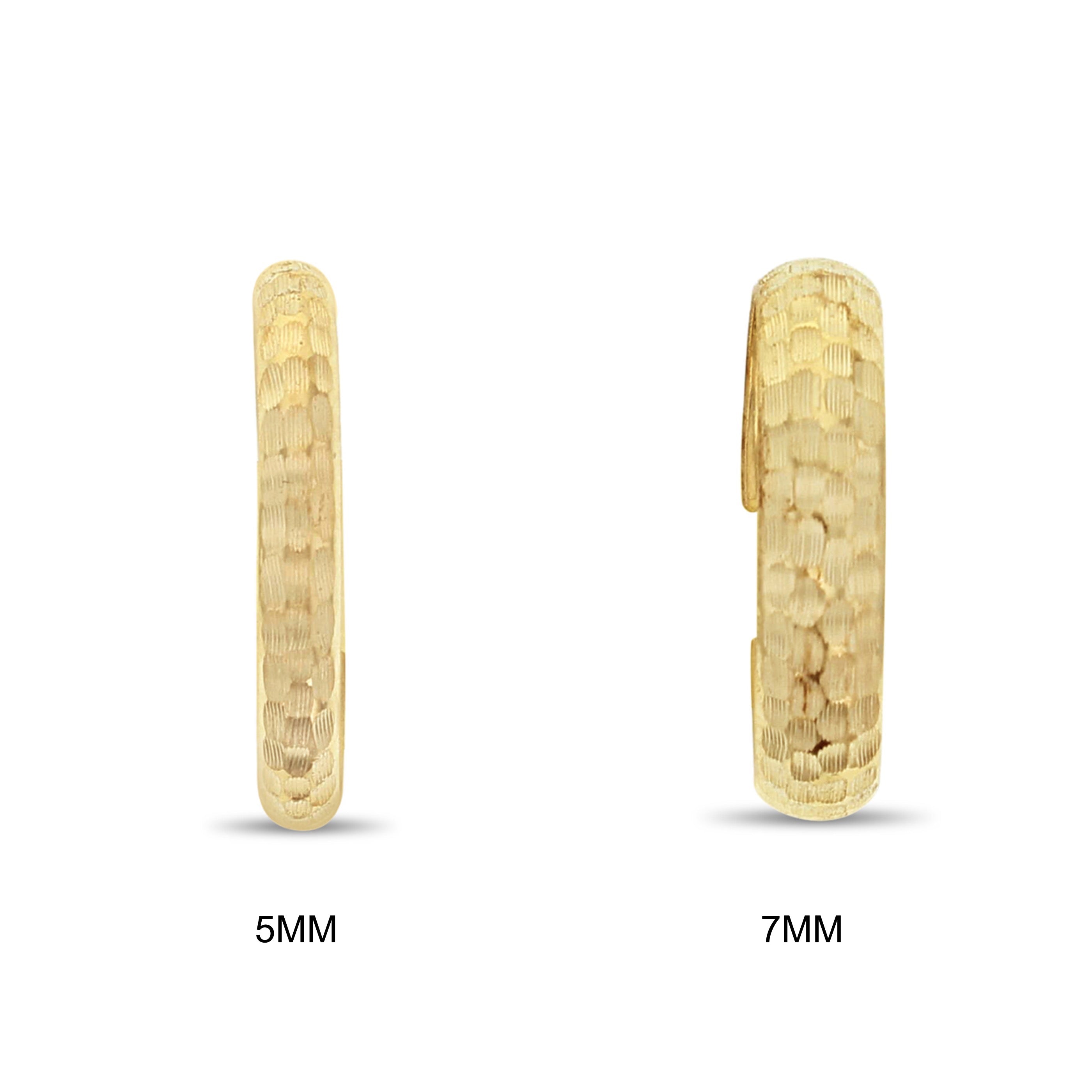 14K Yellow Gold Hammered Textured 32mm Hoop Earrings for Women - Perfect for Everyday Wear, Parties & Special Occasions