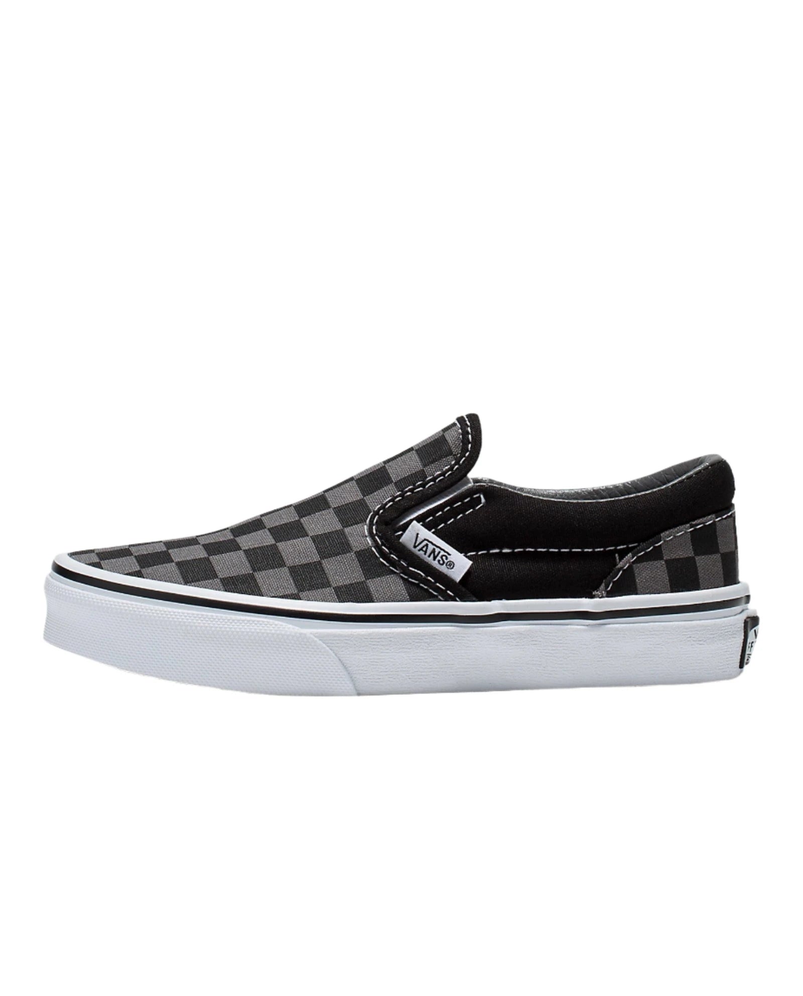 VANS Youth Classic Slip-On Checkerboard Sneakers - Black/Pewter | Comfortable Casual Shoes for Boys & Girls | Perfect for School, Skateboarding & Everyday Wear