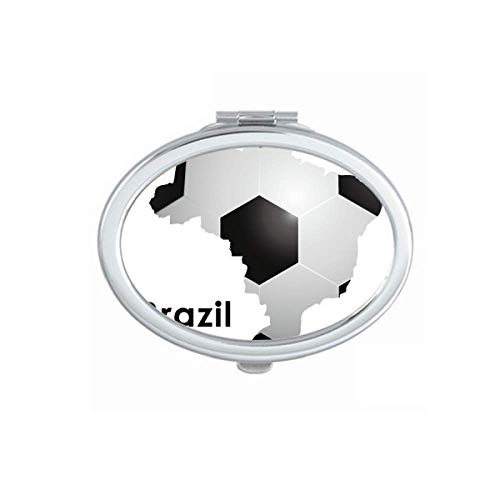 DIYthinker Brazil Soccer Map Design Portable Folding Double-Sided Mirror - Perfect for Travel, Makeup, and Sports Fans | Soccer Gift Idea for Brazil Fans