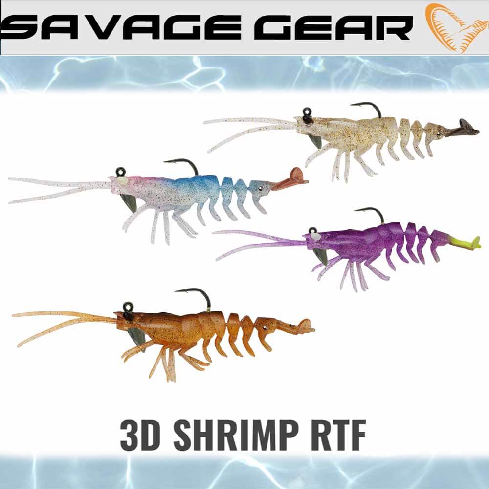 Savage Gear 3D Shrimp RTF 5-Inch Fishing Lures - 2 Pack for Saltwater and Freshwater Bass Fishing | Realistic Shrimp Bait for Kayak, Boat, and Shore Fishing