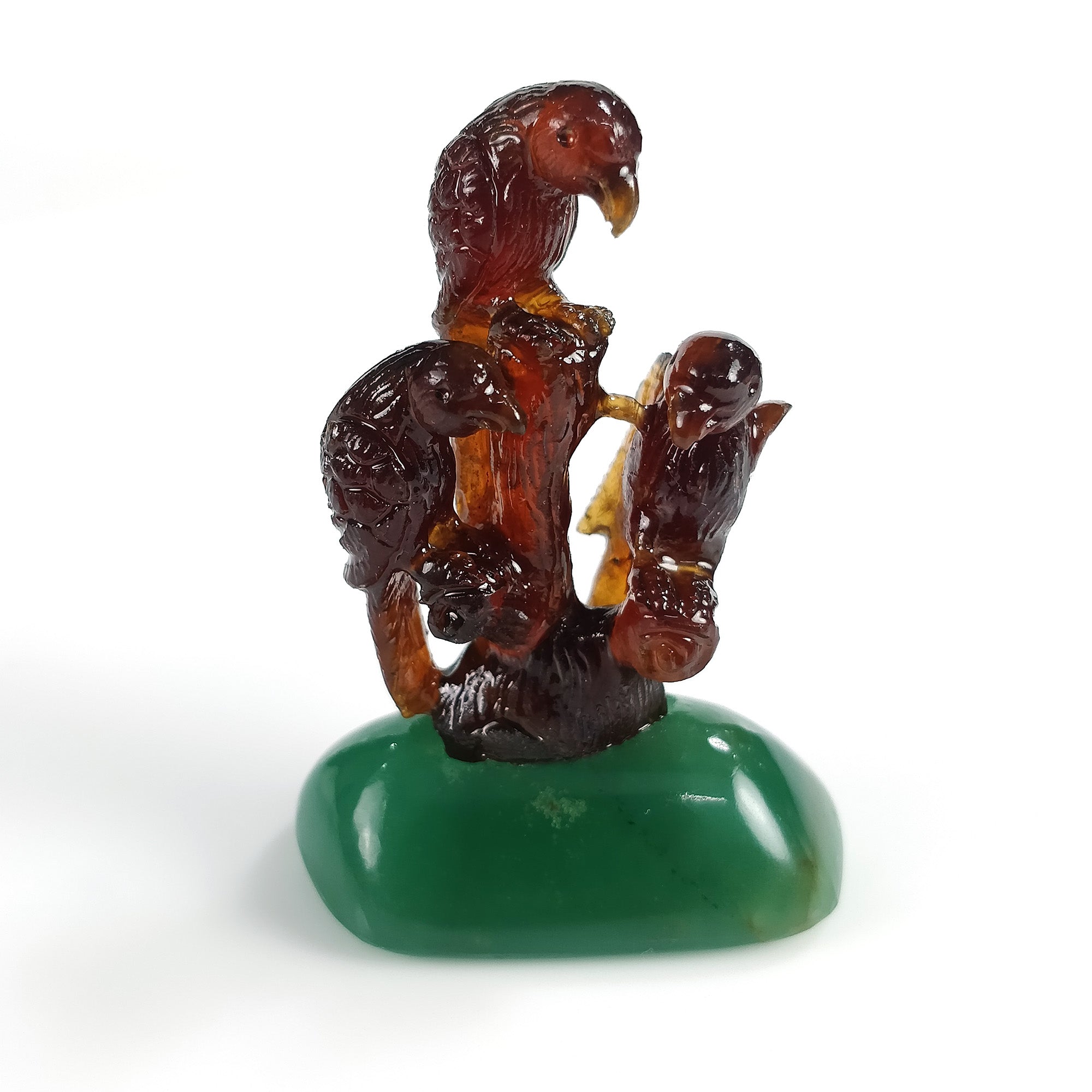 Natural Hessonite Garnet Gemstone Bird Carving - 218.50cts Untreated Cinnamon Hessonite with Quartzite - 63x43mm Handcrafted Jewelry for Meditation & Spiritual Healing