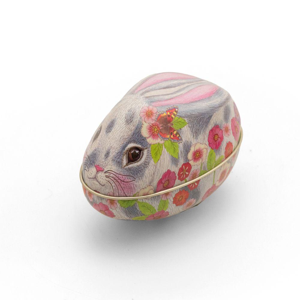 Easter Egg Tin - Rabbit Shaped Decorative Candy Container for Easter Basket Fillers, Party Favors & Spring Home Decor