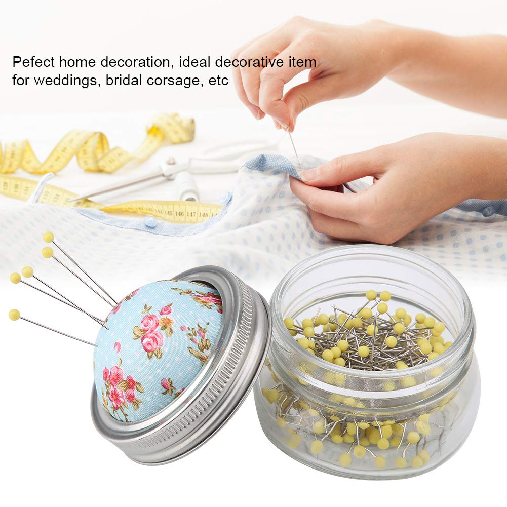 Haosie 200PCS Sewing Pins with Glass Bottle & Pin Cushion - Ball Head Straight Quilting Pins Kit for Sewing, Crafting & DIY Projects | Perfect for Dressmaking, Fabric Arts & Home Sewing Needs