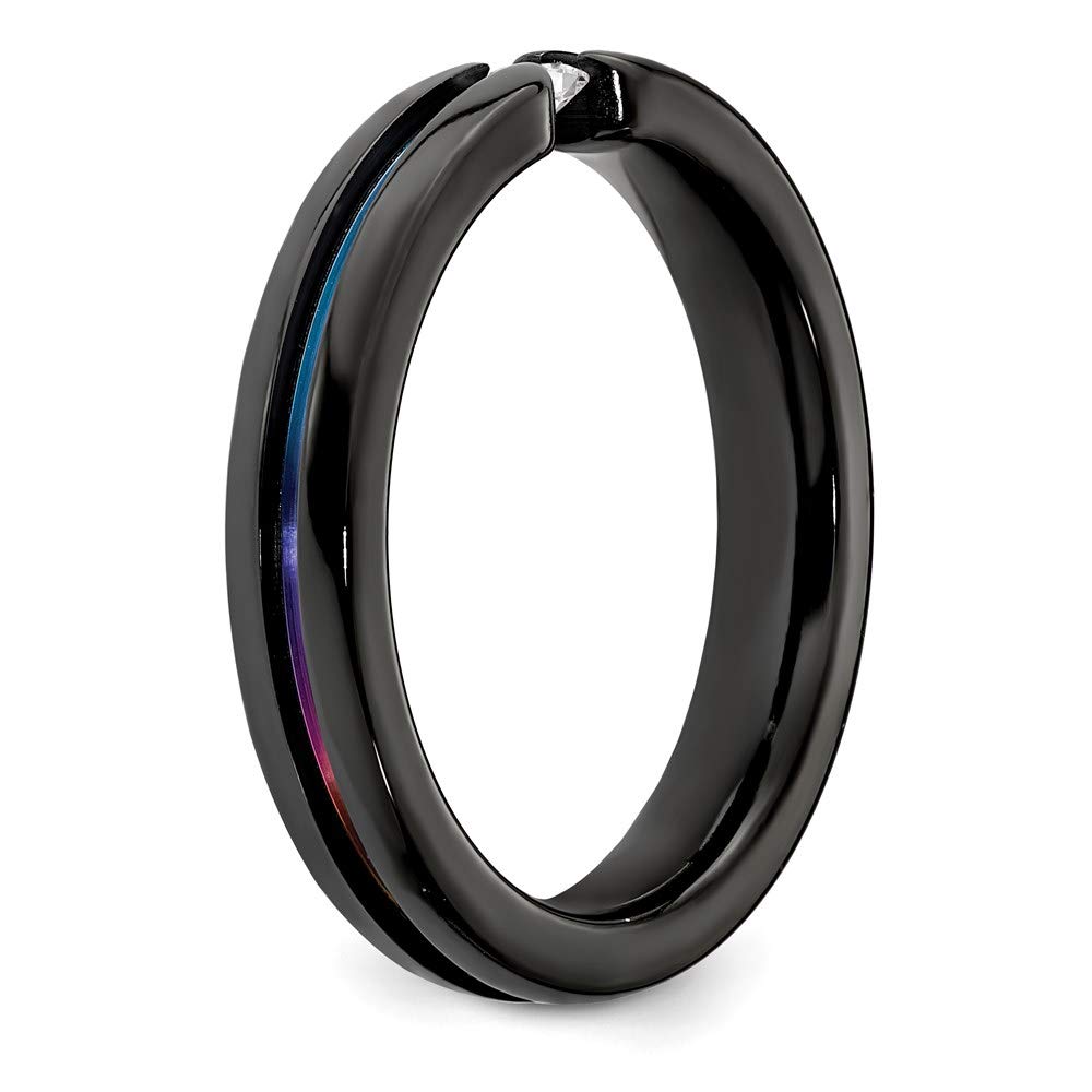 Black Titanium Blue & White Sapphire Rainbow Anodized 4mm Wedding Band Ring for Women - Elegant Bridal Engagement Jewelry, Perfect Gift for Her - Ideal for Anniversaries, Proposals & Special Occasions