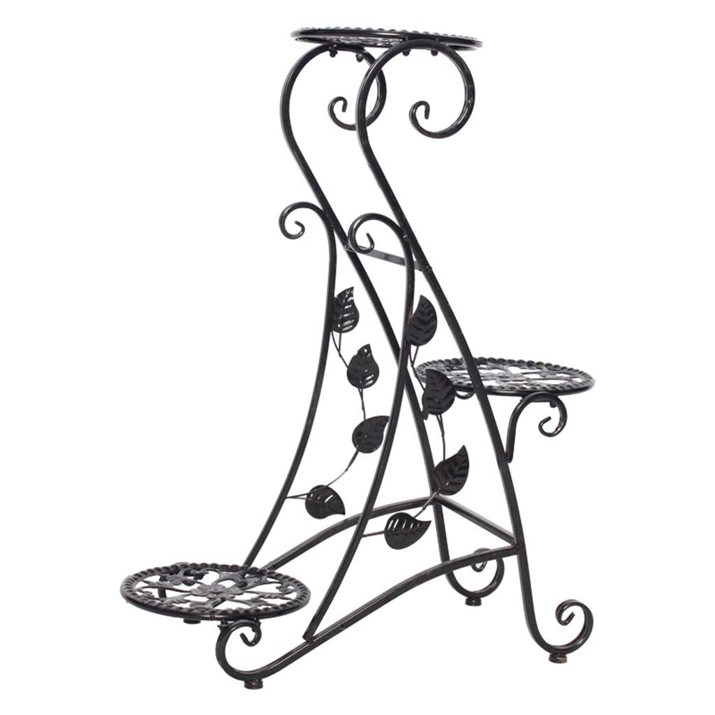 3-Tier Metal Plant Stand for Indoor & Outdoor - Decorative Flower Pot Holder Shelf for Garden, Patio, Balcony - Classic Black Display Rack for Plants, Succulents & Home Decor