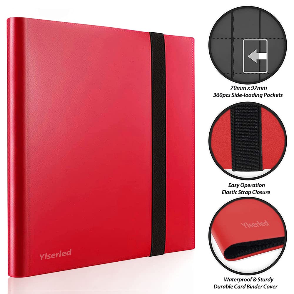 9-Pocket Trading Card Binder Album - Standard Size for Pokémon, MTG & Sports Cards - Holds 360 Cards (20 Pages) - Durable & Portable for Collectors, Tournaments & Storage (Red)