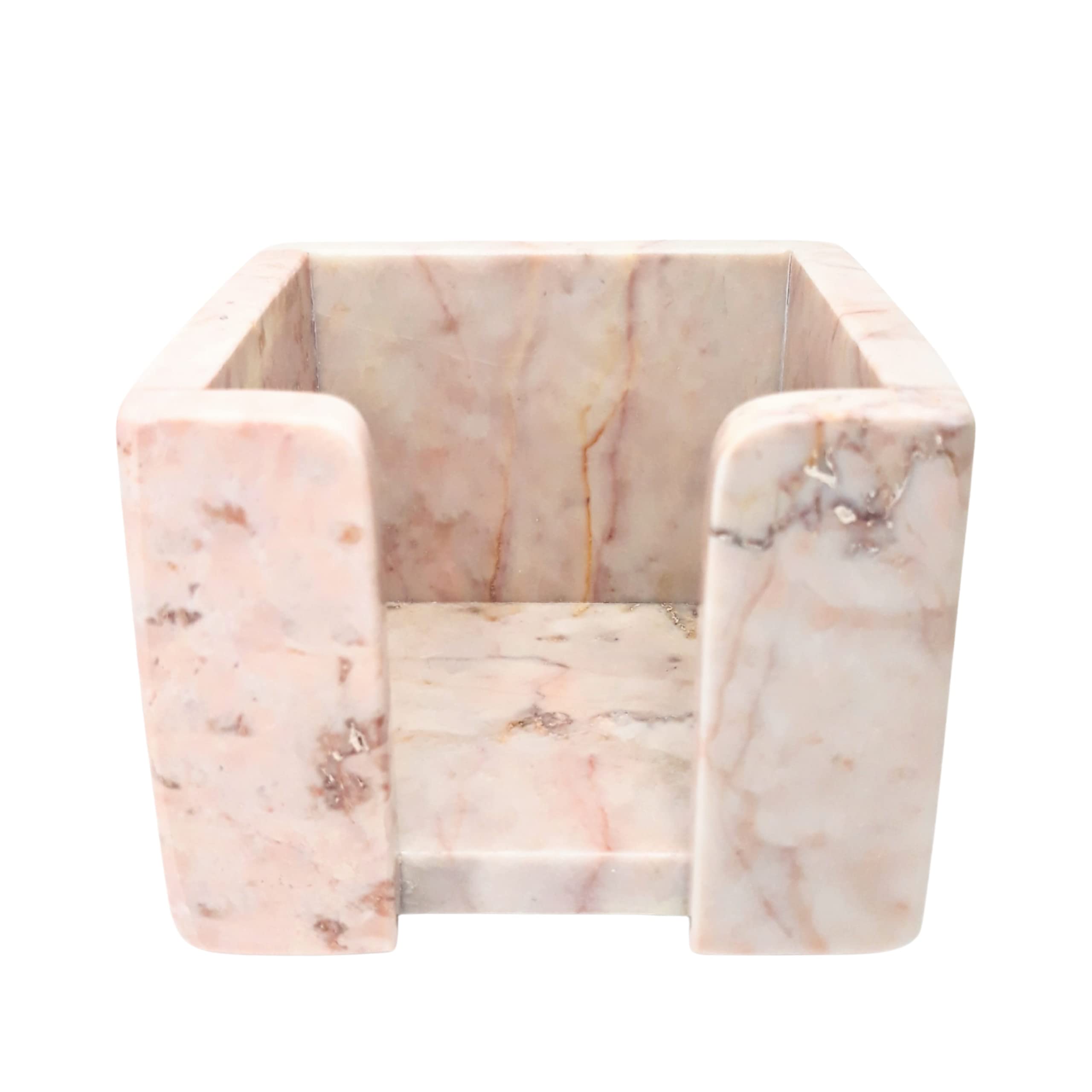 Pink Marble Sticky Note Memo Pad Cube Holder - Office Desk Organizer for Women, Perfect as Christmas Gift & Home Office Decor (Great for Work, Study, and Daily Reminders)