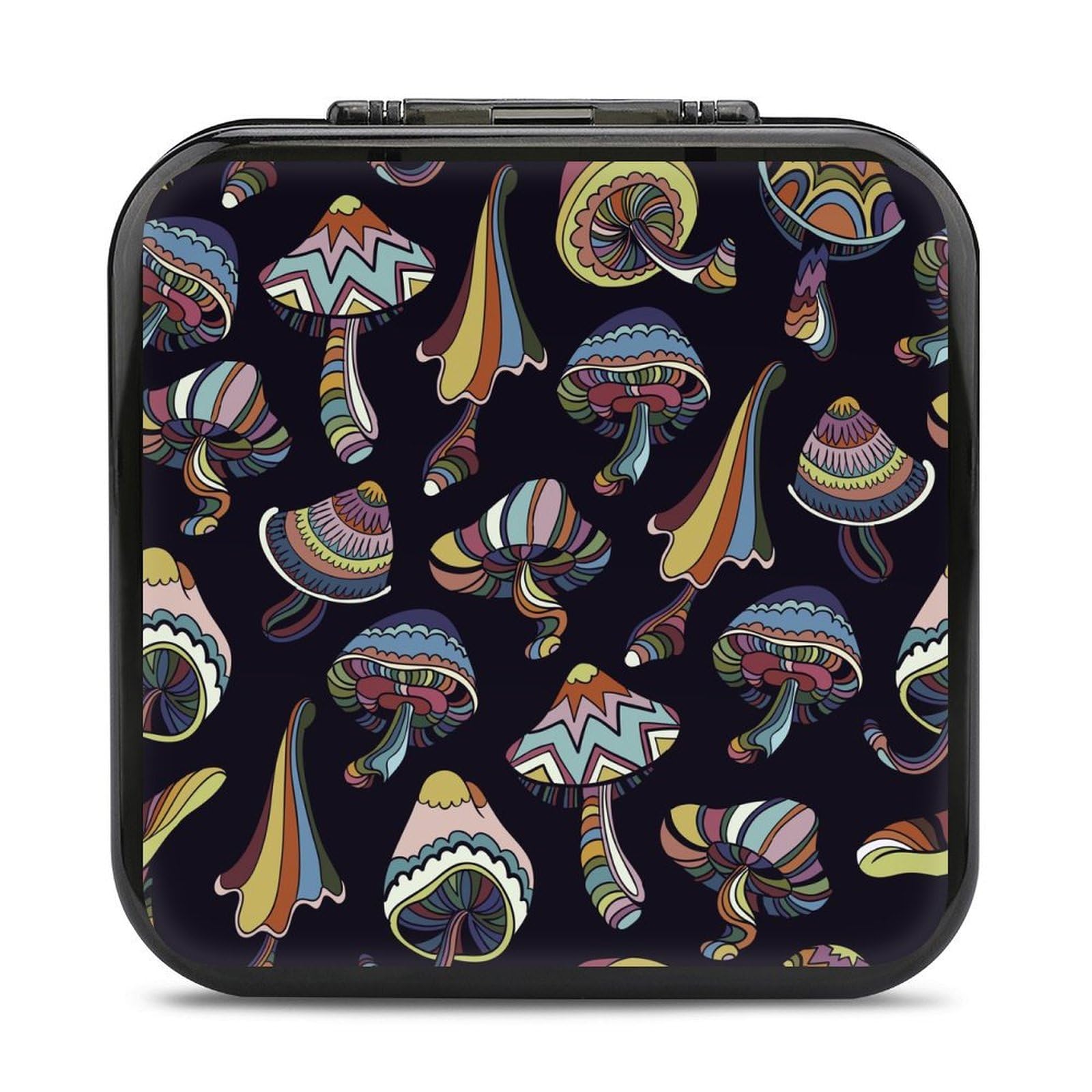 Colorful Mushrooms Funny Game Card Holder with 24 Slots - Durable Storage Box for Collectible Cards, Perfect for Board Games, Trading Cards, and Travel Organization