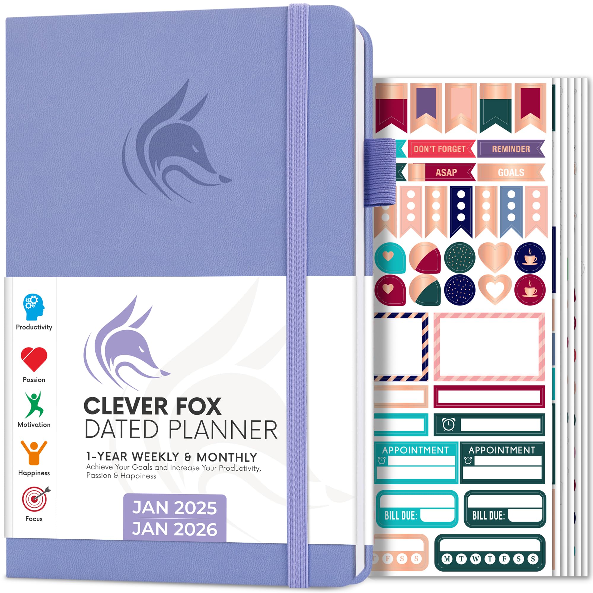 Clever Fox Dated Planner 2025-2026 - Weekly & Monthly Life Organizer with Habit Tracker, To-Do Lists & Goal Setting - Productivity Planner for Work, School & Personal Time Management (Lavender) - Perfect for Students, Professionals & Busy Moms