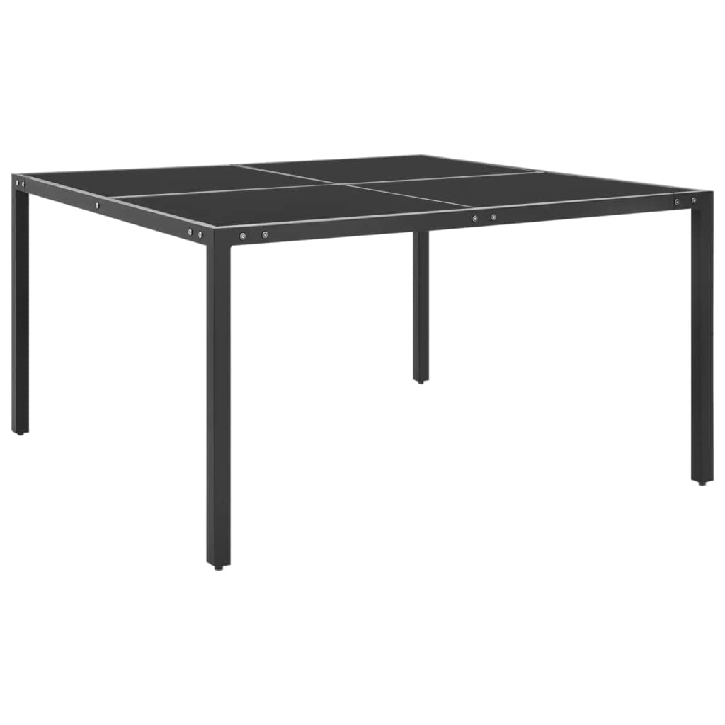 Premium VidaXL Rectangular Patio Table - Modern Outdoor Dining Set with Steel Frame & Tempered Glass Top, Anthracite Gray Garden Furniture (51.2