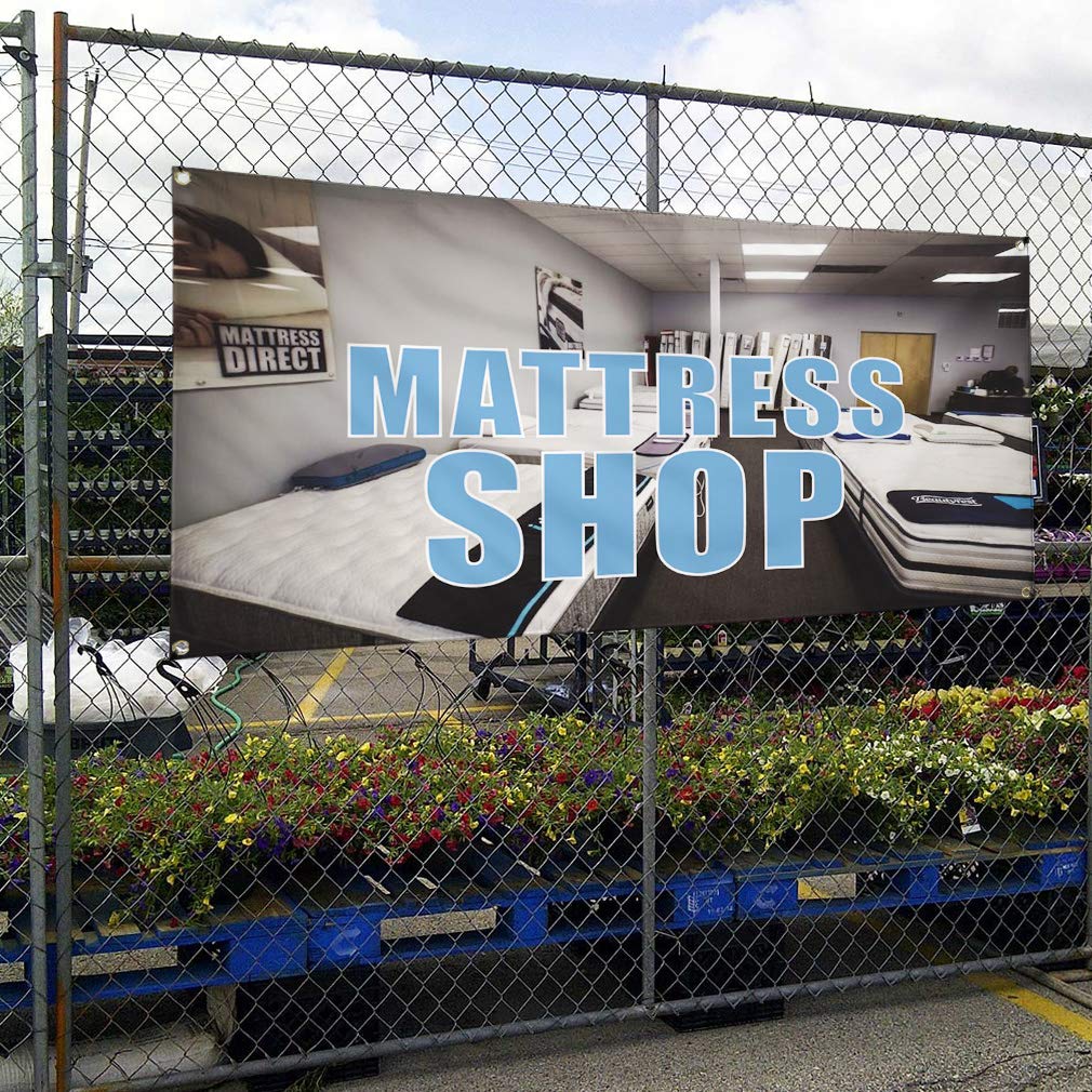 Durable 48x96 Inches Vinyl Banner for Mattress Shop - Weatherproof Outdoor Advertising Sign with 8 Grommets | Perfect for Business, Industrial Yard & Retail Storefront Displays