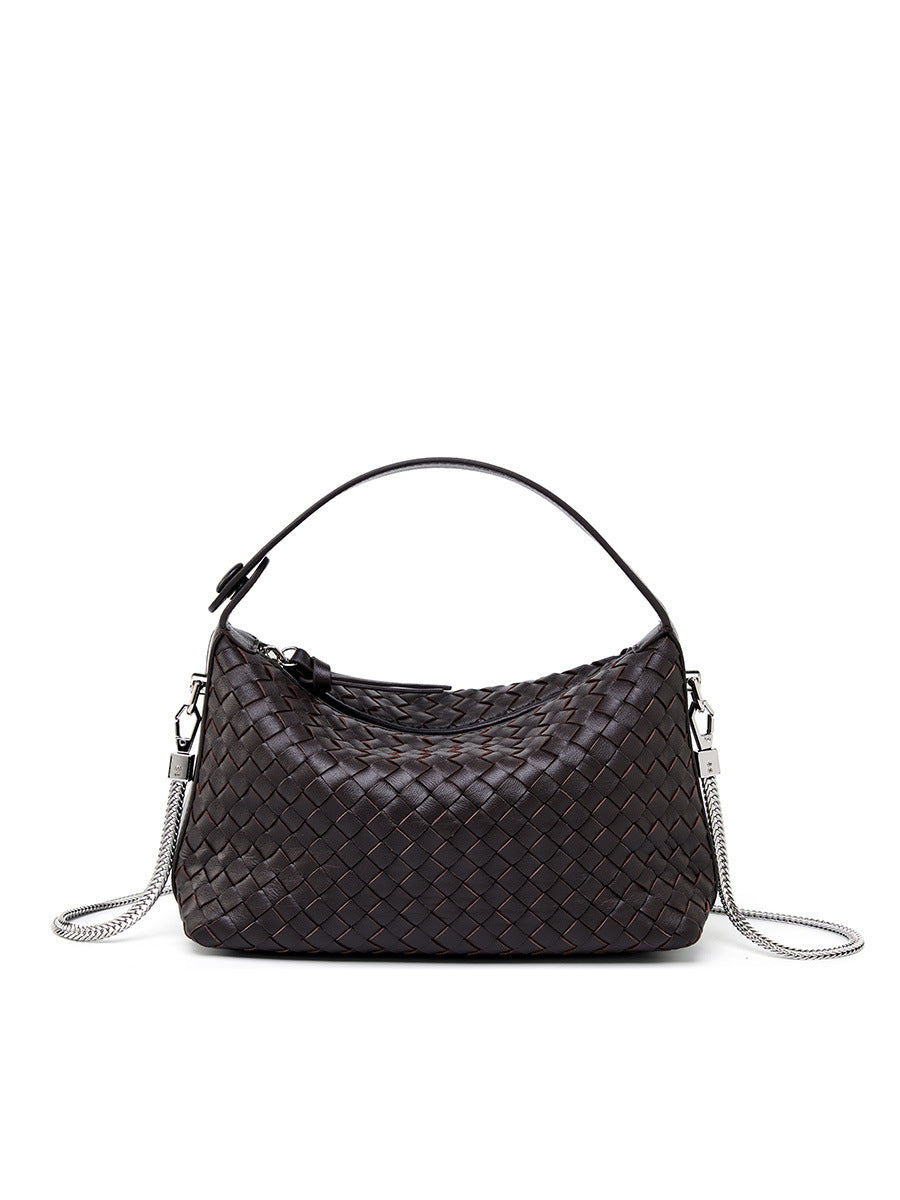Genuine Leather Woven Dumpling Bag - Stylish Tote, Shoulder & Crossbody Purse for Women | Perfect for Work, Travel & Everyday Use