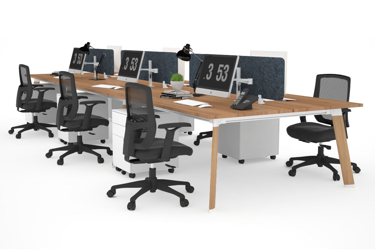 6-Person Wooden Workstation with Switch - 1400L x 700W Office Desk for Team Collaboration & Conference Meetings