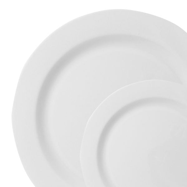 40-Piece White Round Plastic Dinnerware Set - 20 Place Settings - Durable & Elegant Disposable Plates, Bowls, Forks, Knives & Spoons - Perfect for Parties, Picnics, Catering & Outdoor Events